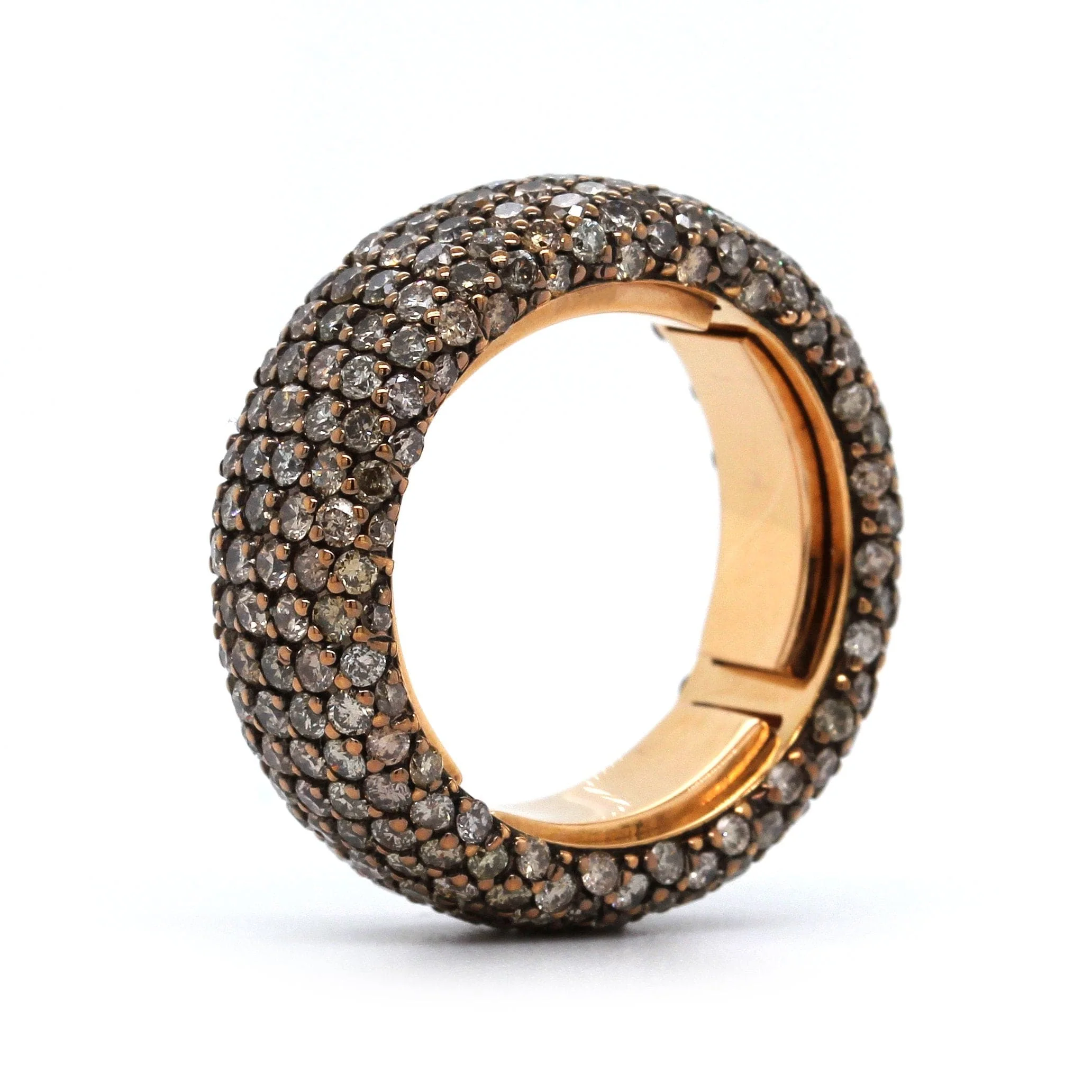 18K Rose Gold Brown Pave Diamond Eternity Ring - Image 2