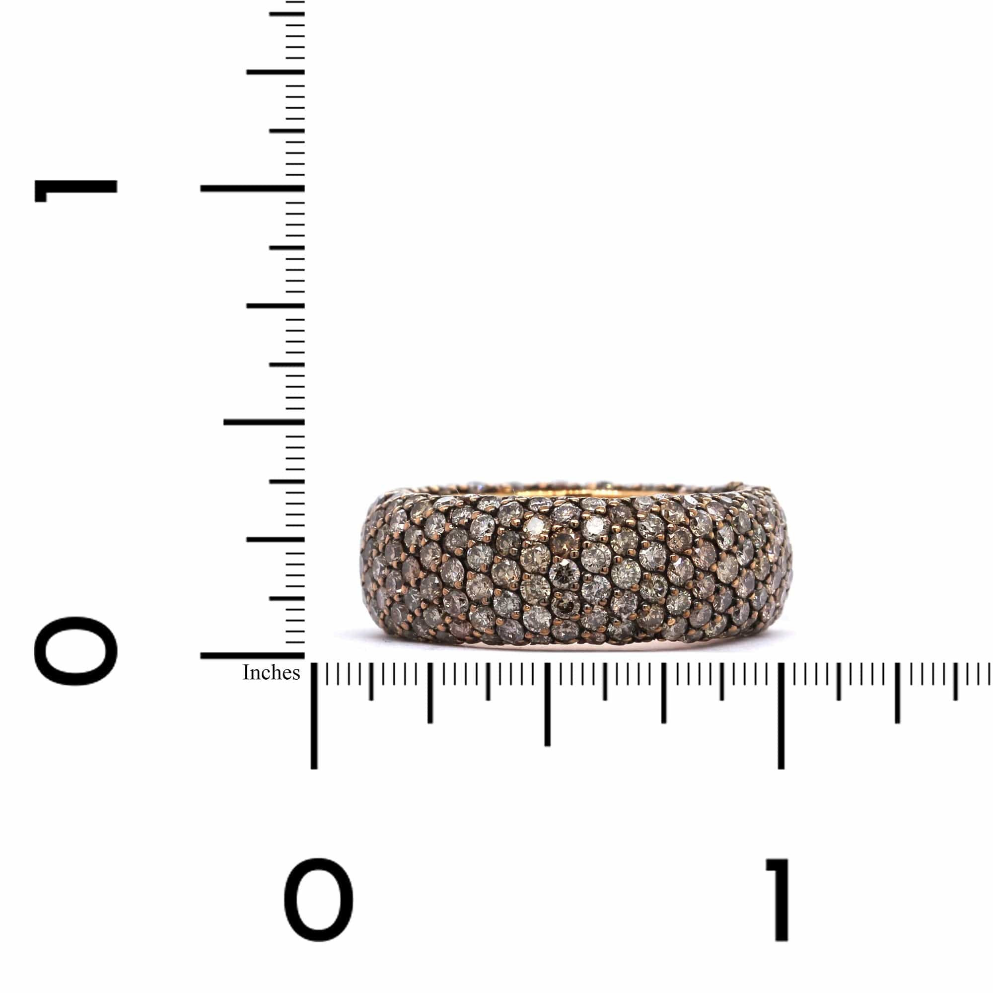 18K Rose Gold Brown Pave Diamond Eternity Ring - Image 3