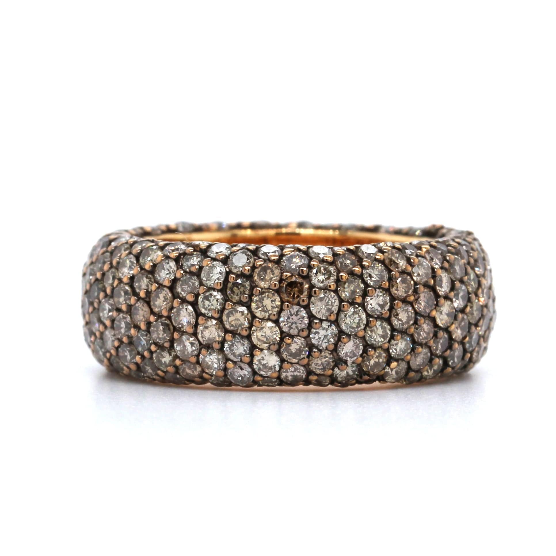 18K Rose Gold Brown Pave Diamond Eternity Ring - Image 4