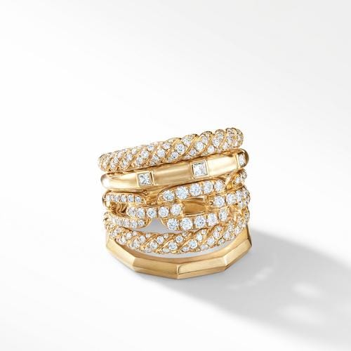 Stax Five Row Ring with Diamonds in 18K Gold, 21mm - Image 3