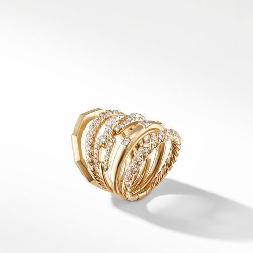Stax Five Row Ring with Diamonds in 18K Gold, 21mm - Image 4