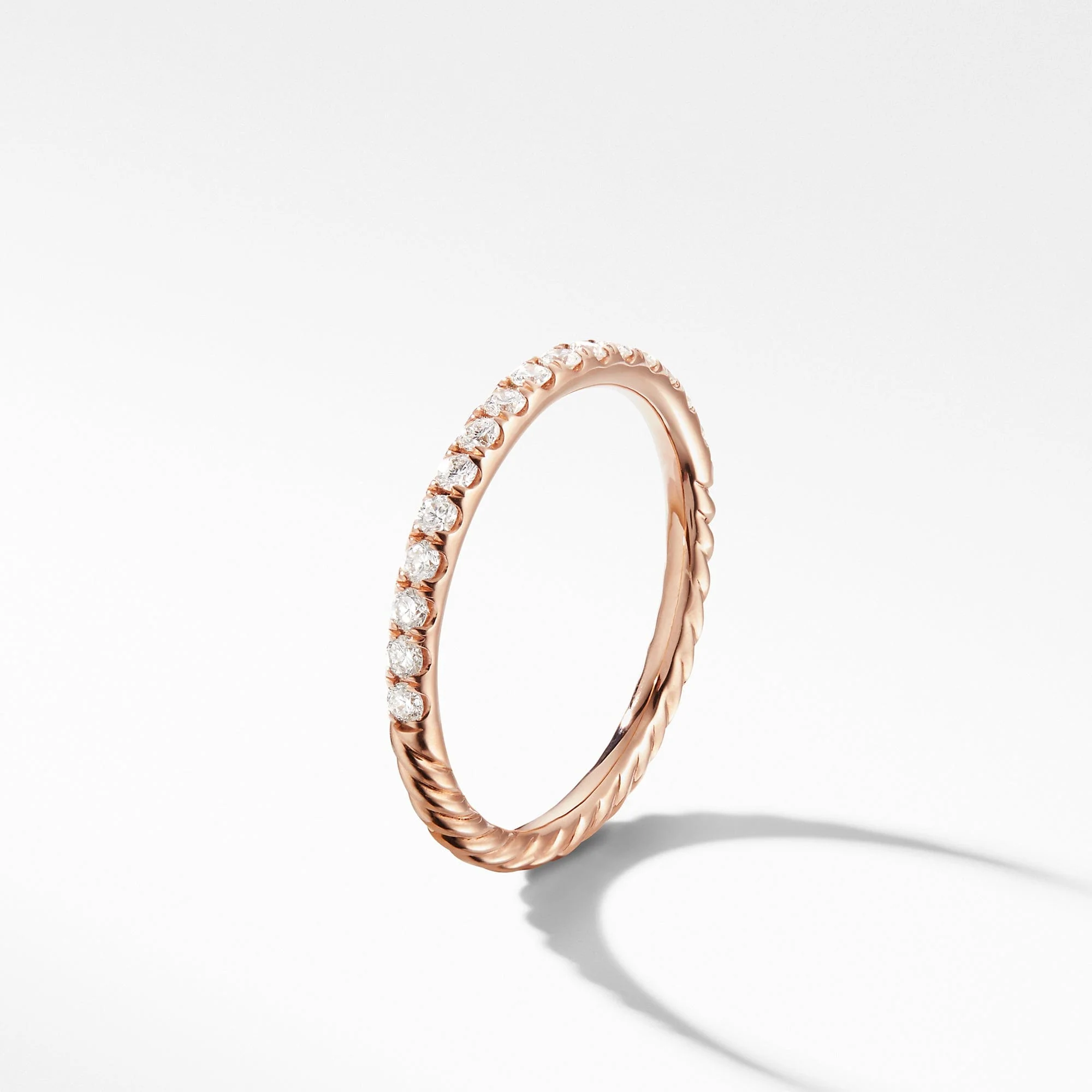 Cable Pavé Band Ring in 18K Rose Gold with Diamonds - Image 4