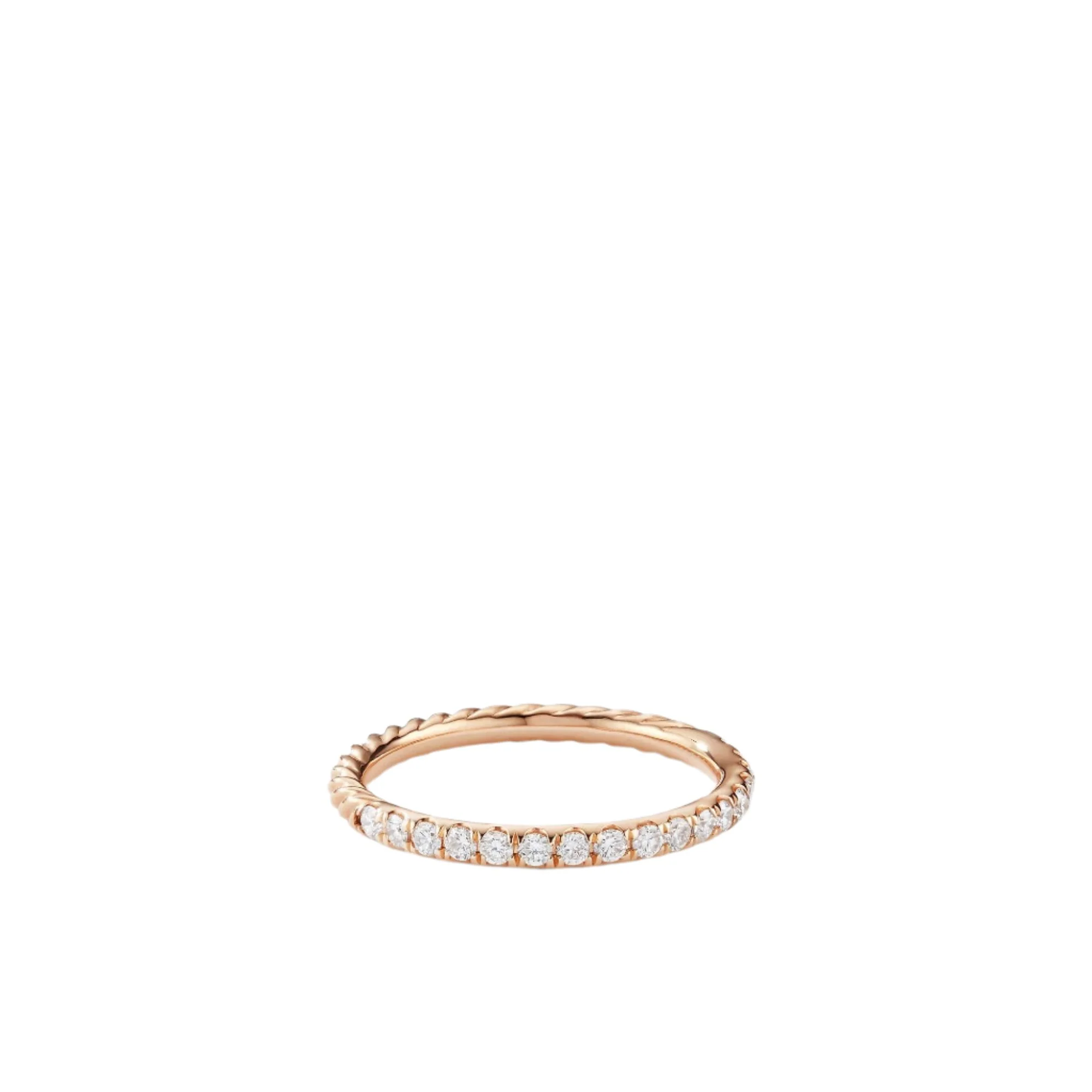 Cable Pavé Band Ring in 18K Rose Gold with Diamonds