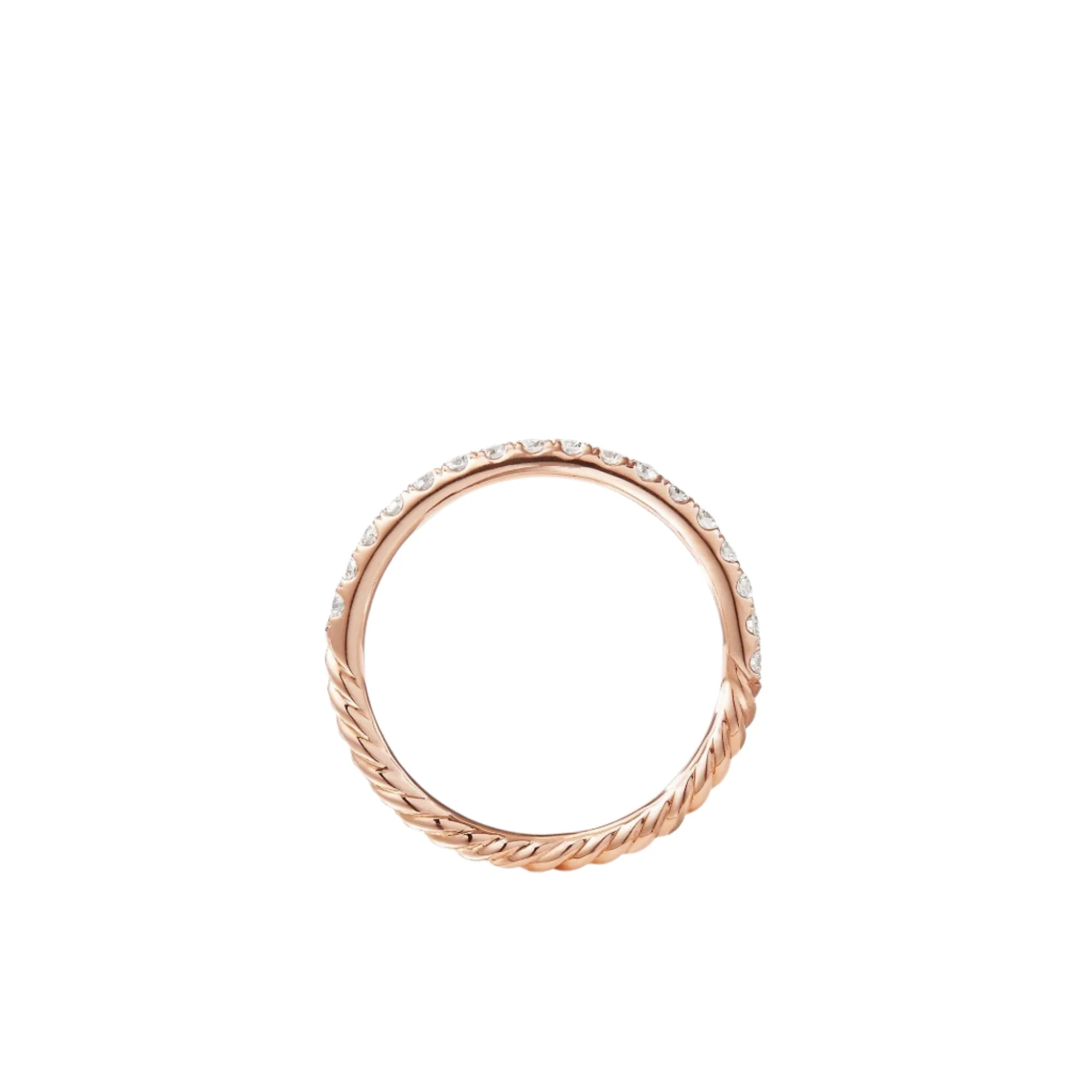 Cable Pavé Band Ring in 18K Rose Gold with Diamonds - Image 3