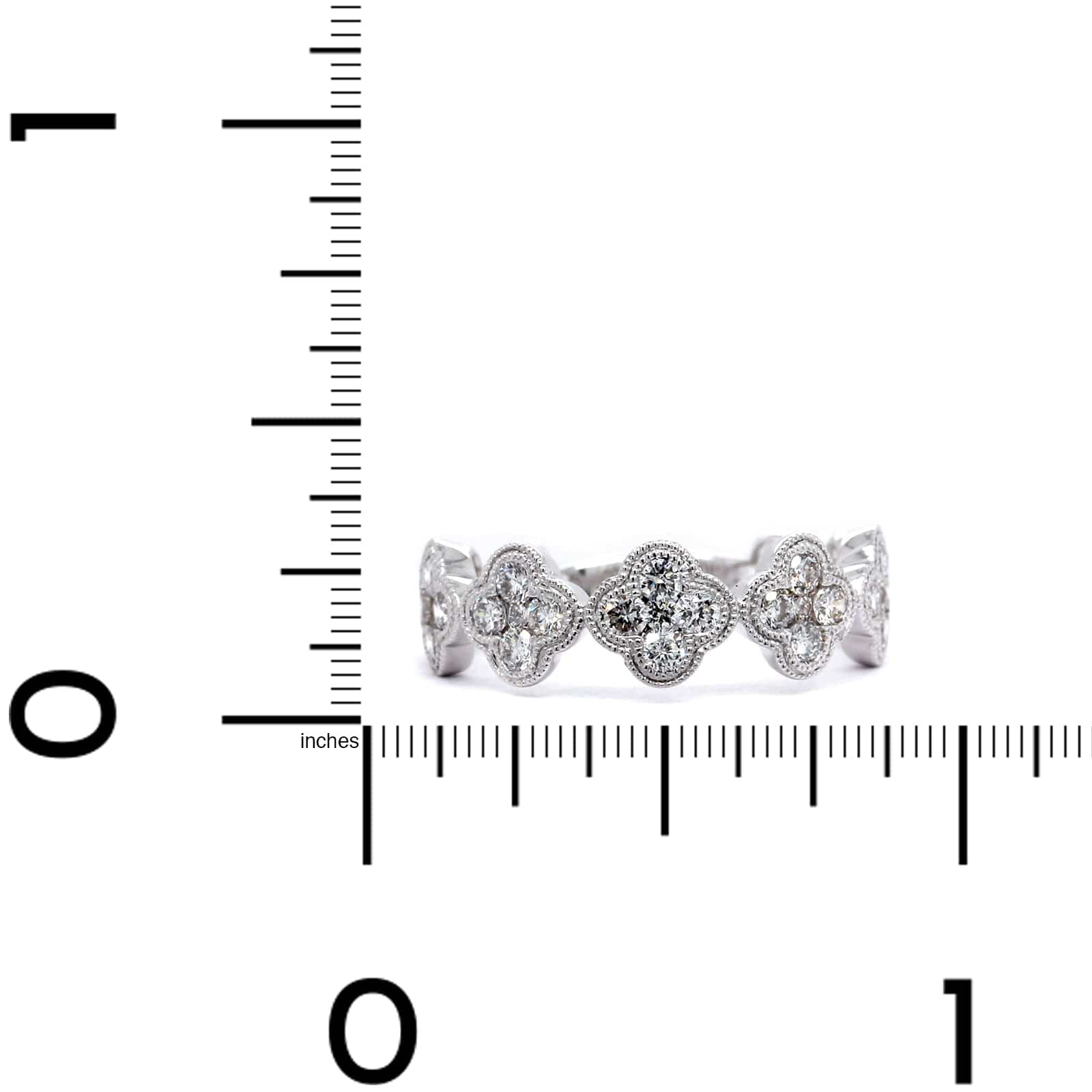 18K White Gold Five Diamond Station Flower Ring - Image 3
