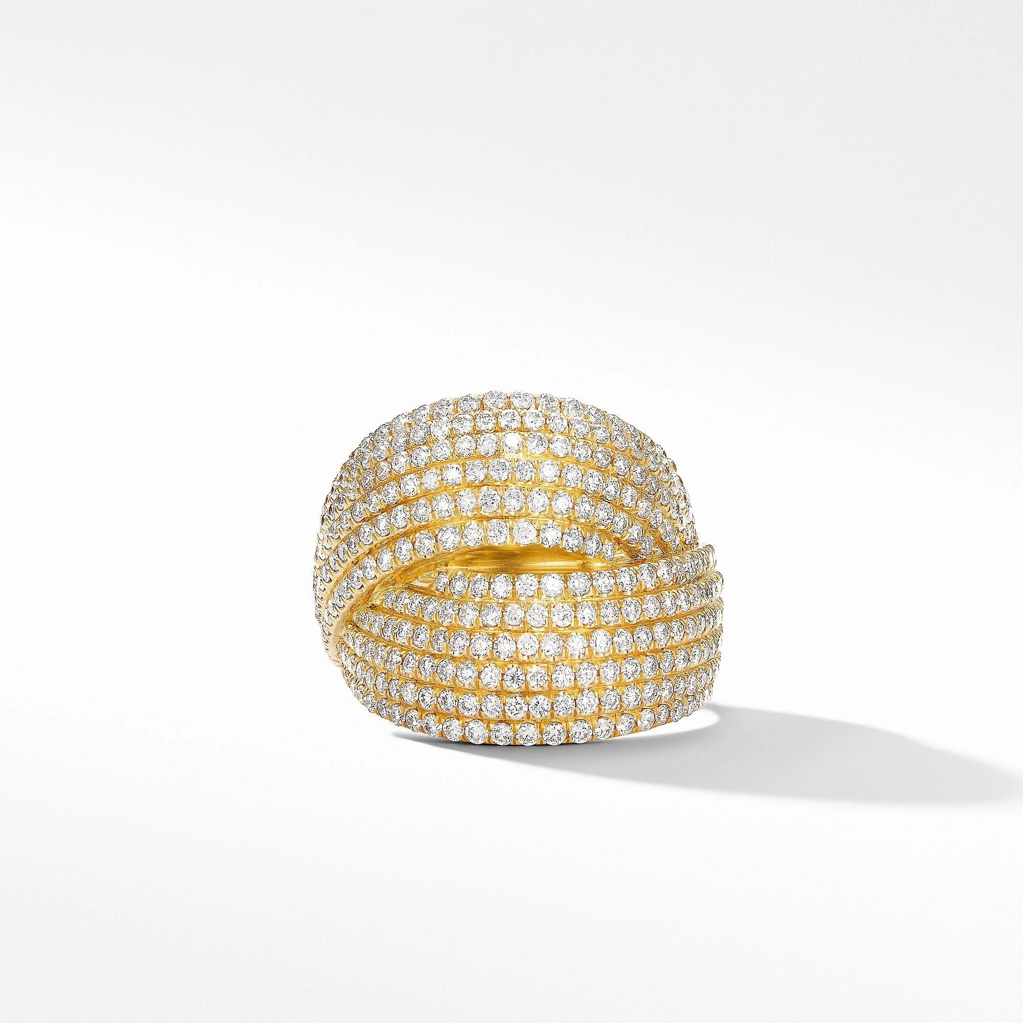 DY Origami Crossover Ring in 18K Yellow Gold with Diamonds - Image 2