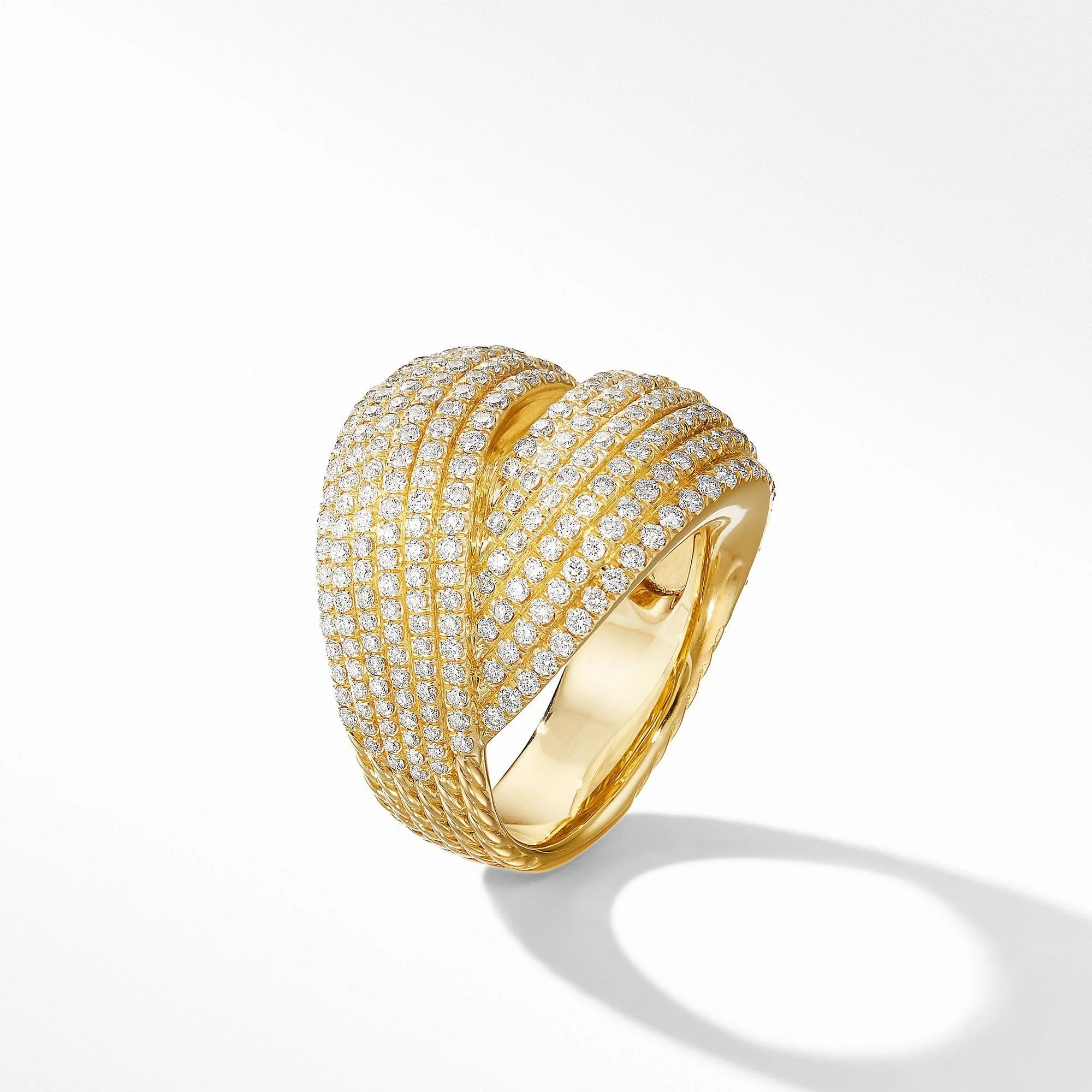 DY Origami Crossover Ring in 18K Yellow Gold with Diamonds - Image 3
