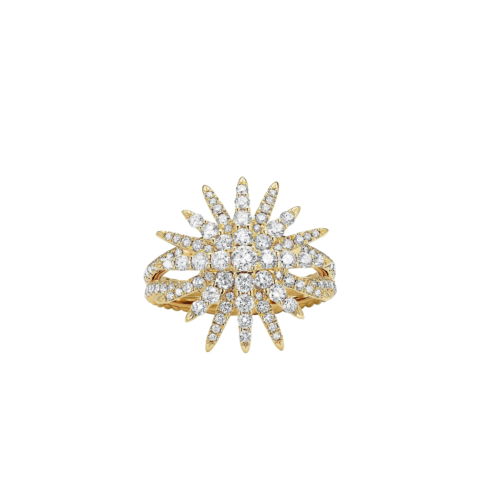 Starburst Ring 18K Yellow Gold with Diamonds, 20mm - Image 2
