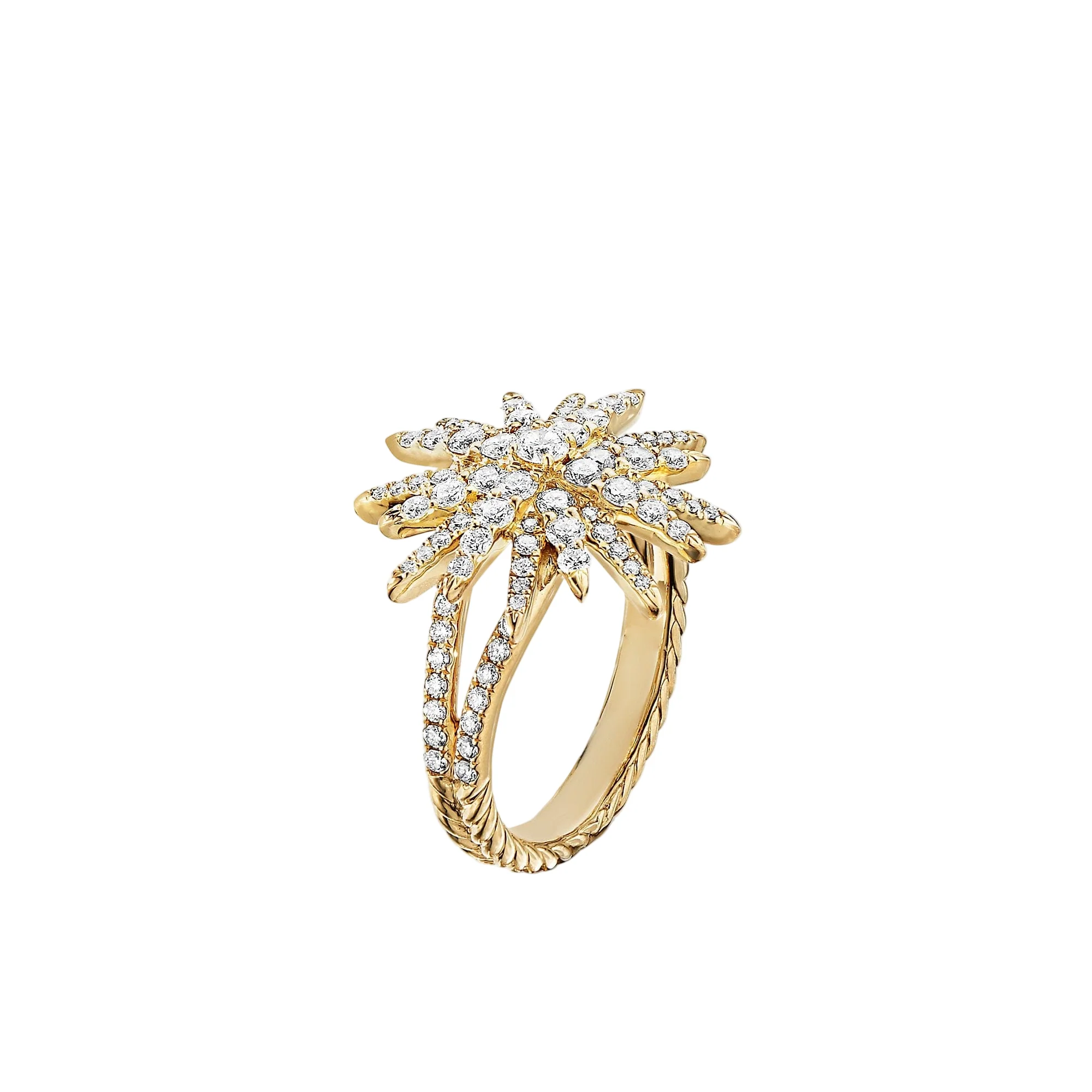 Starburst Ring 18K Yellow Gold with Diamonds, 20mm - Image 3