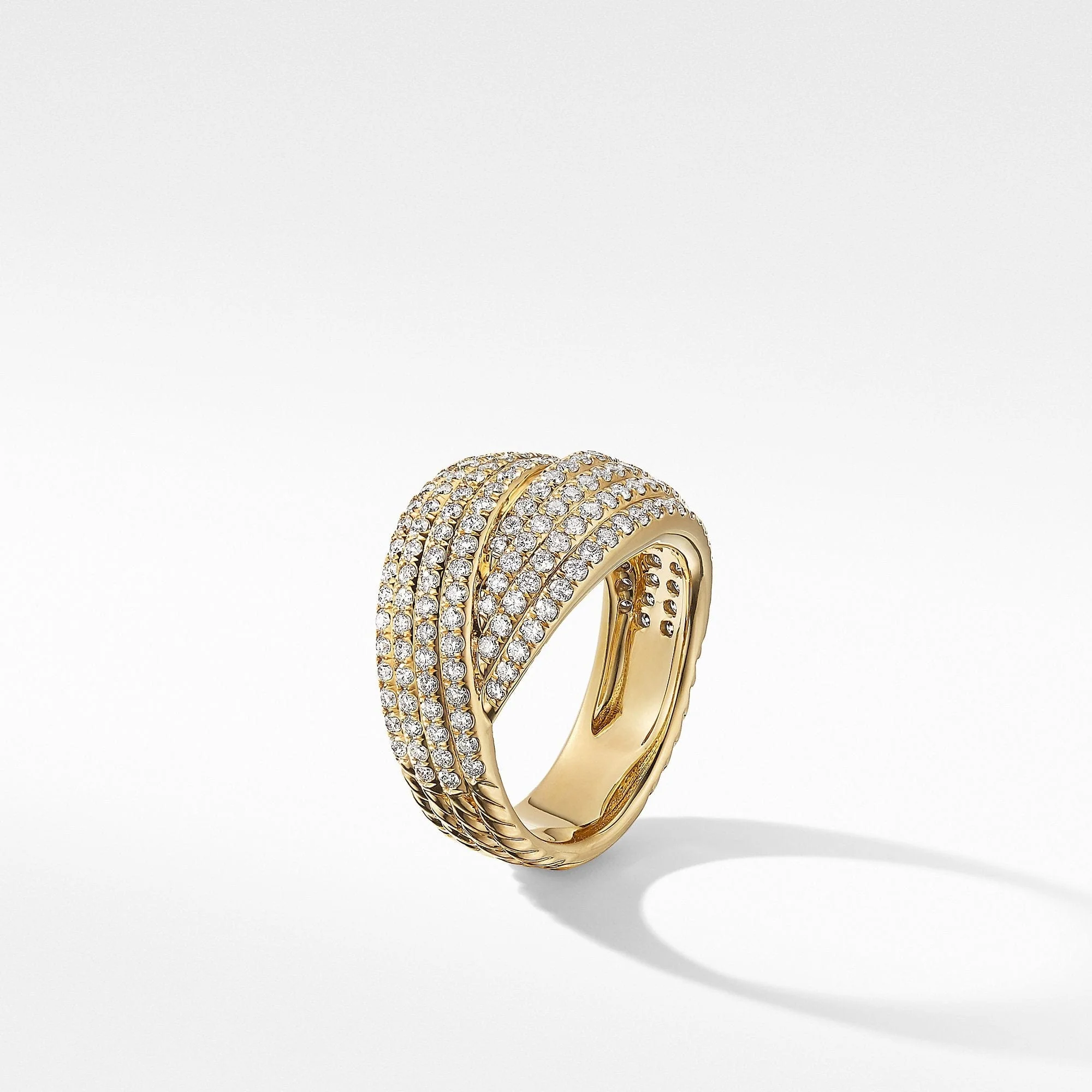 DY Origami Ring in 18K Yellow Gold with Pavé Diamonds - Image 3