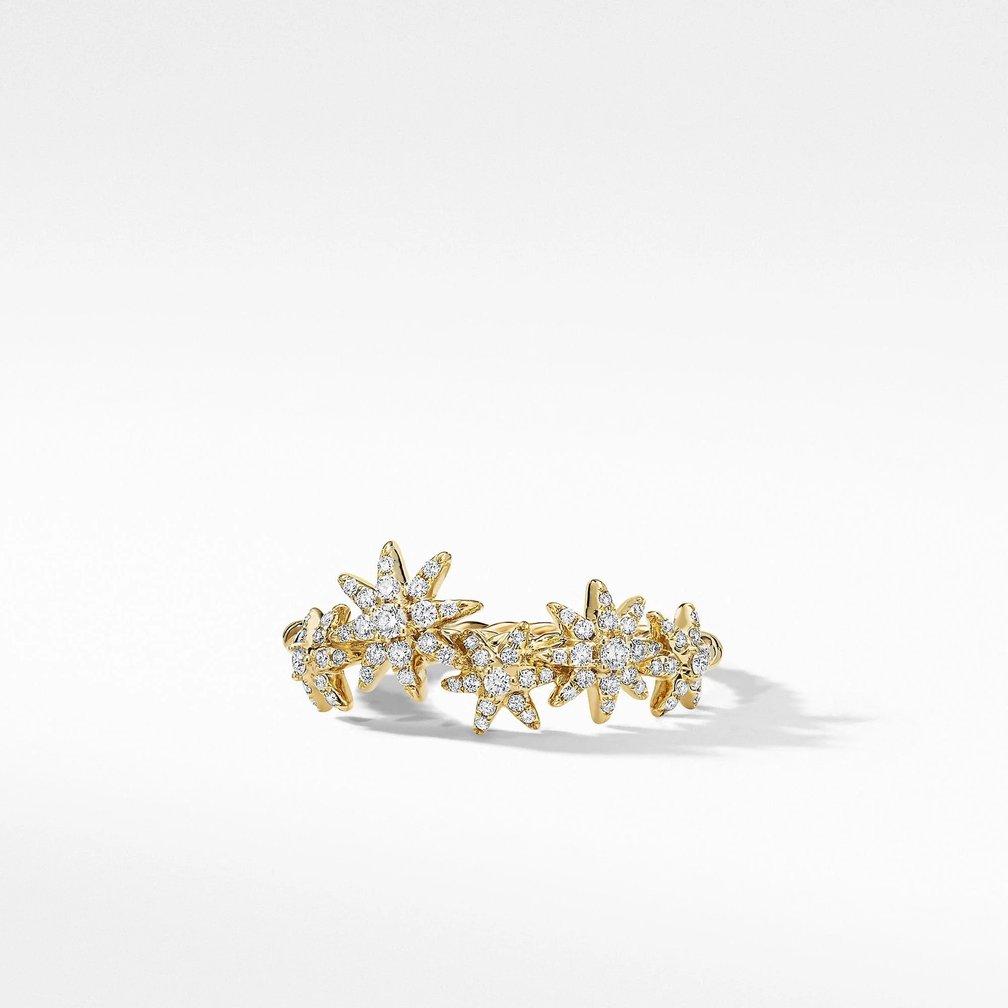Starburst Cluster Band Ring in 18K Yellow Gold with Pavé Diamonds - Image 2