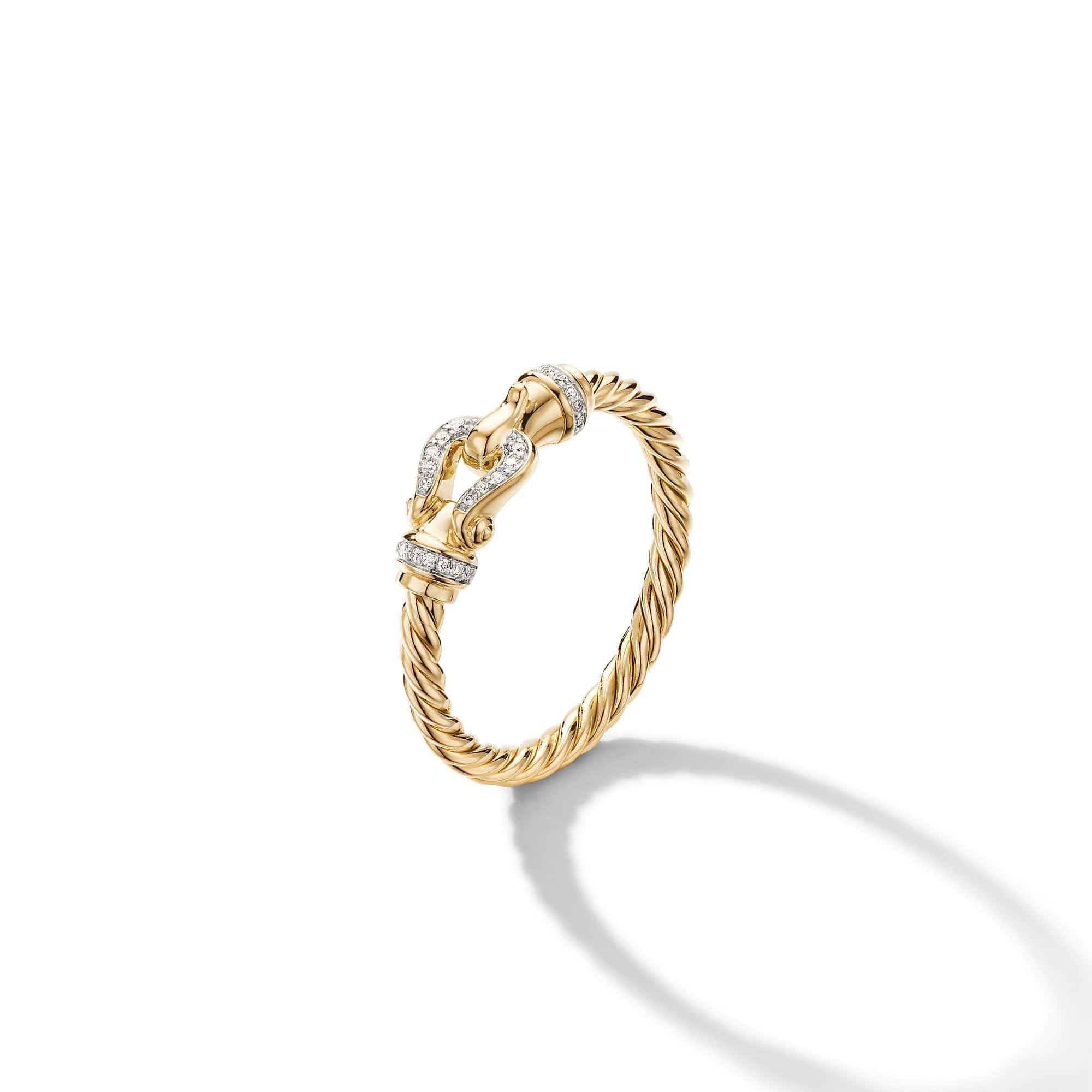 Petite Buckle Ring in 18K Yellow Gold with Diamonds - Image 2