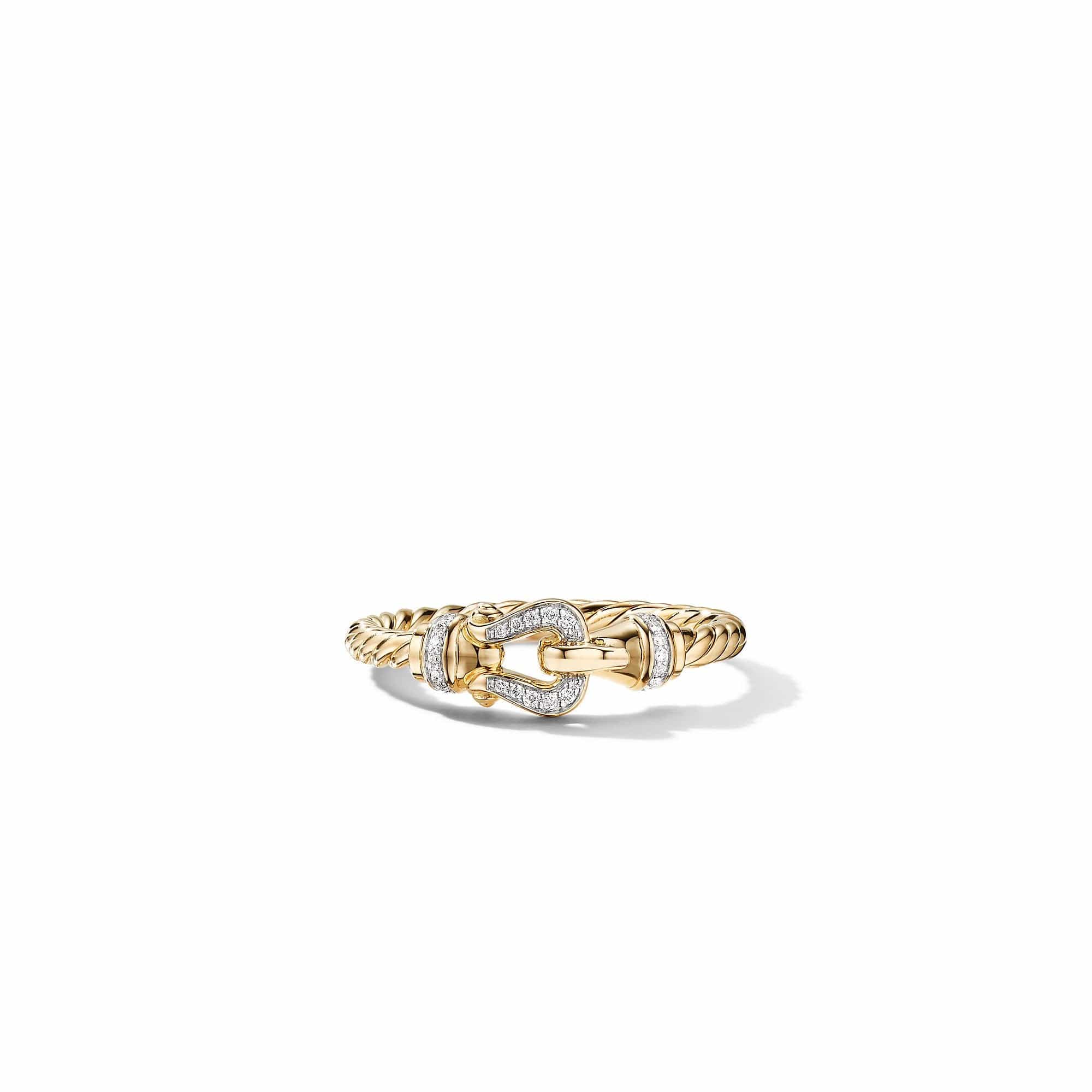 Petite Buckle Ring in 18K Yellow Gold with Diamonds - Image 3