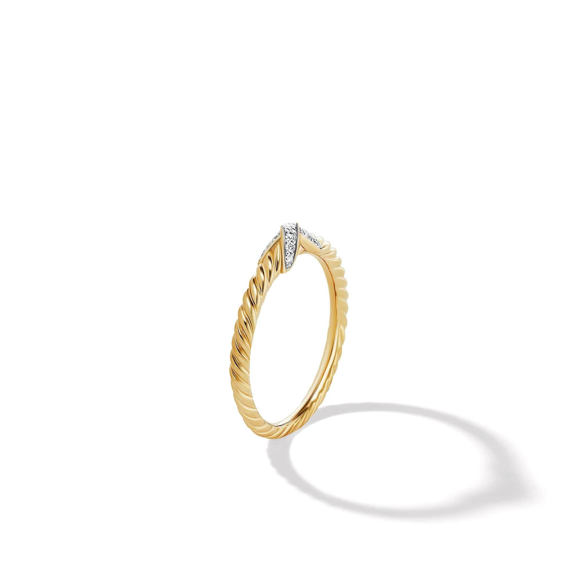 Petite X Ring in 18K Yellow Gold with Pavé Diamonds - Image 2