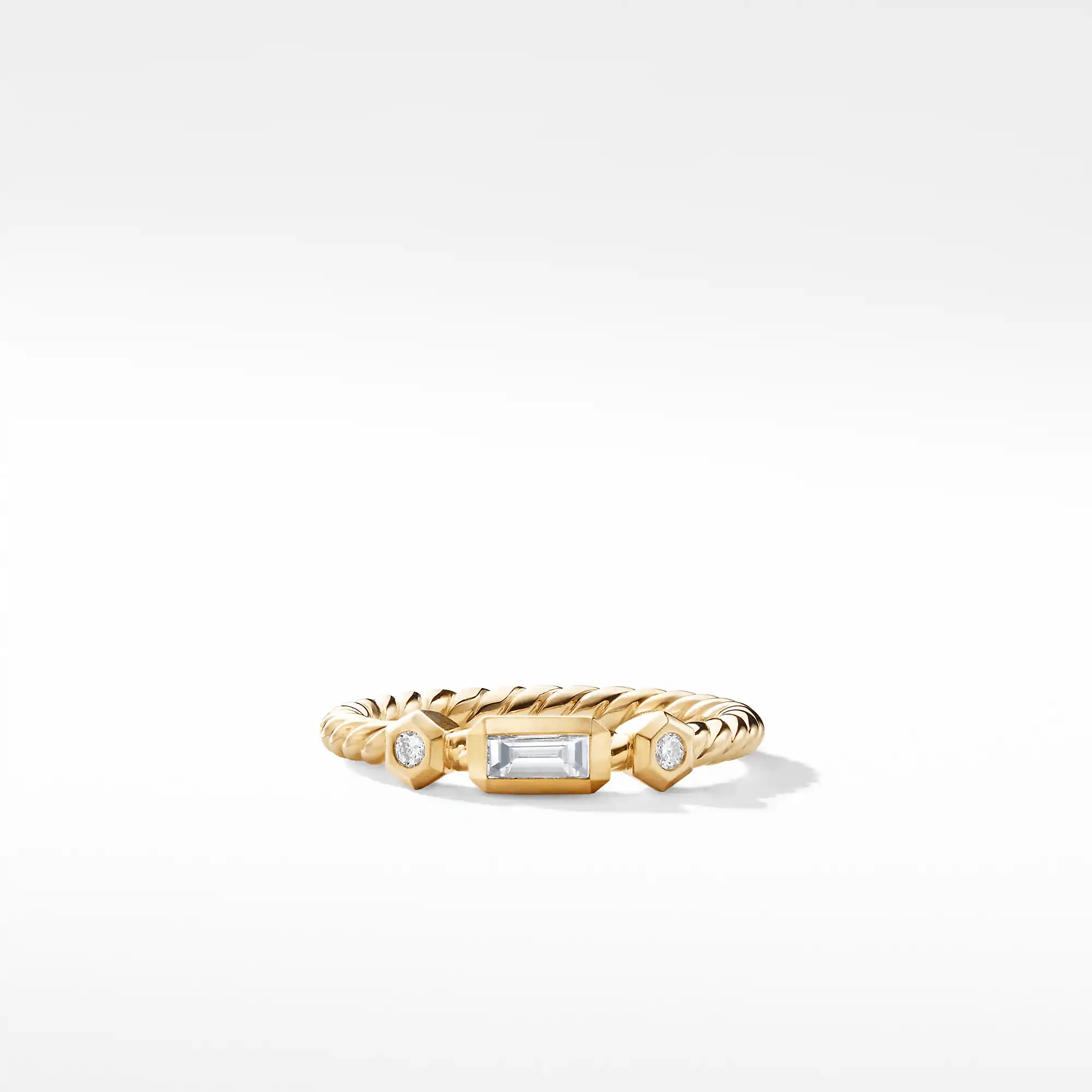 18k Yellow Gold Cable Baguette Ring - Image 3