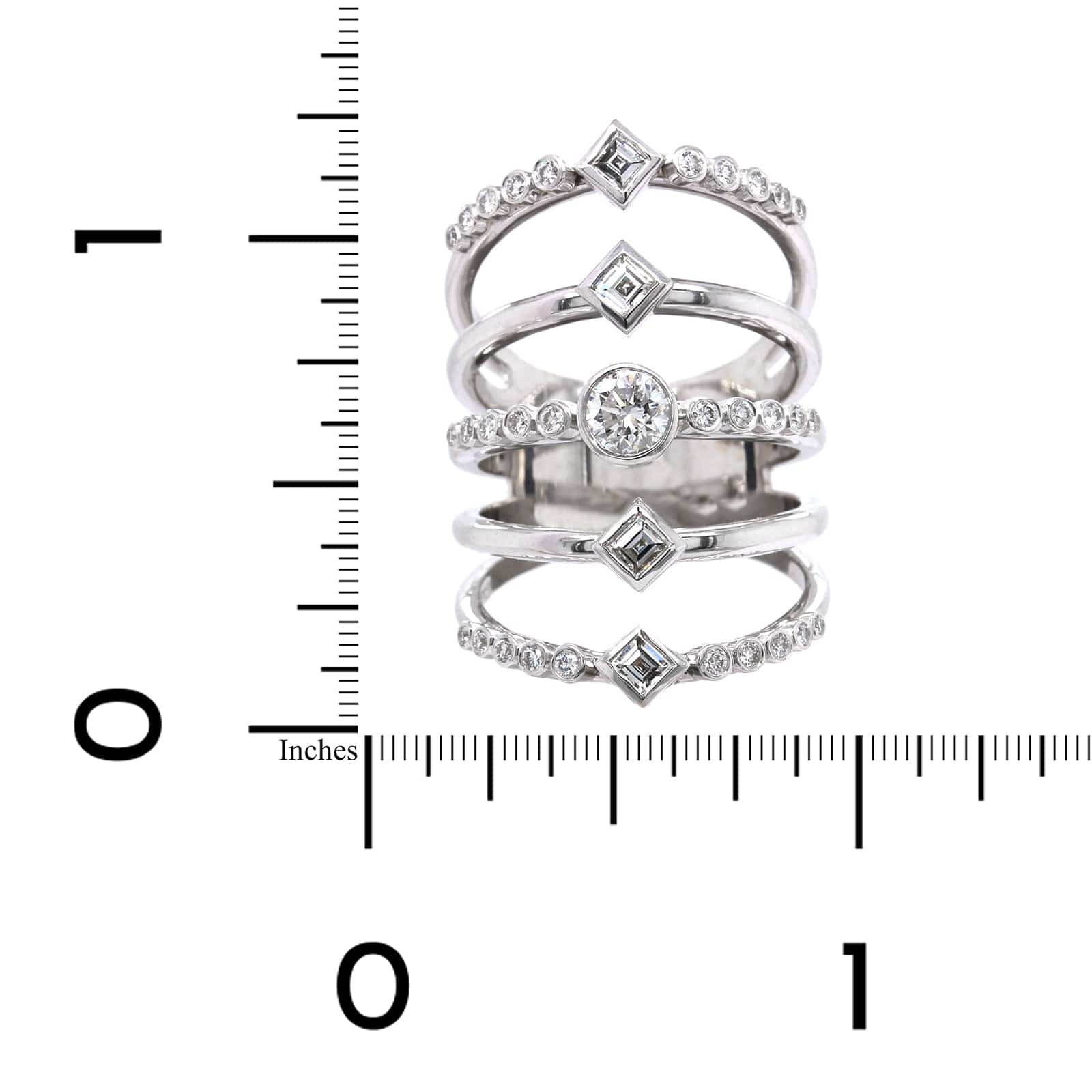 18K White Gold 5 Row Diamond Ring - Image 4