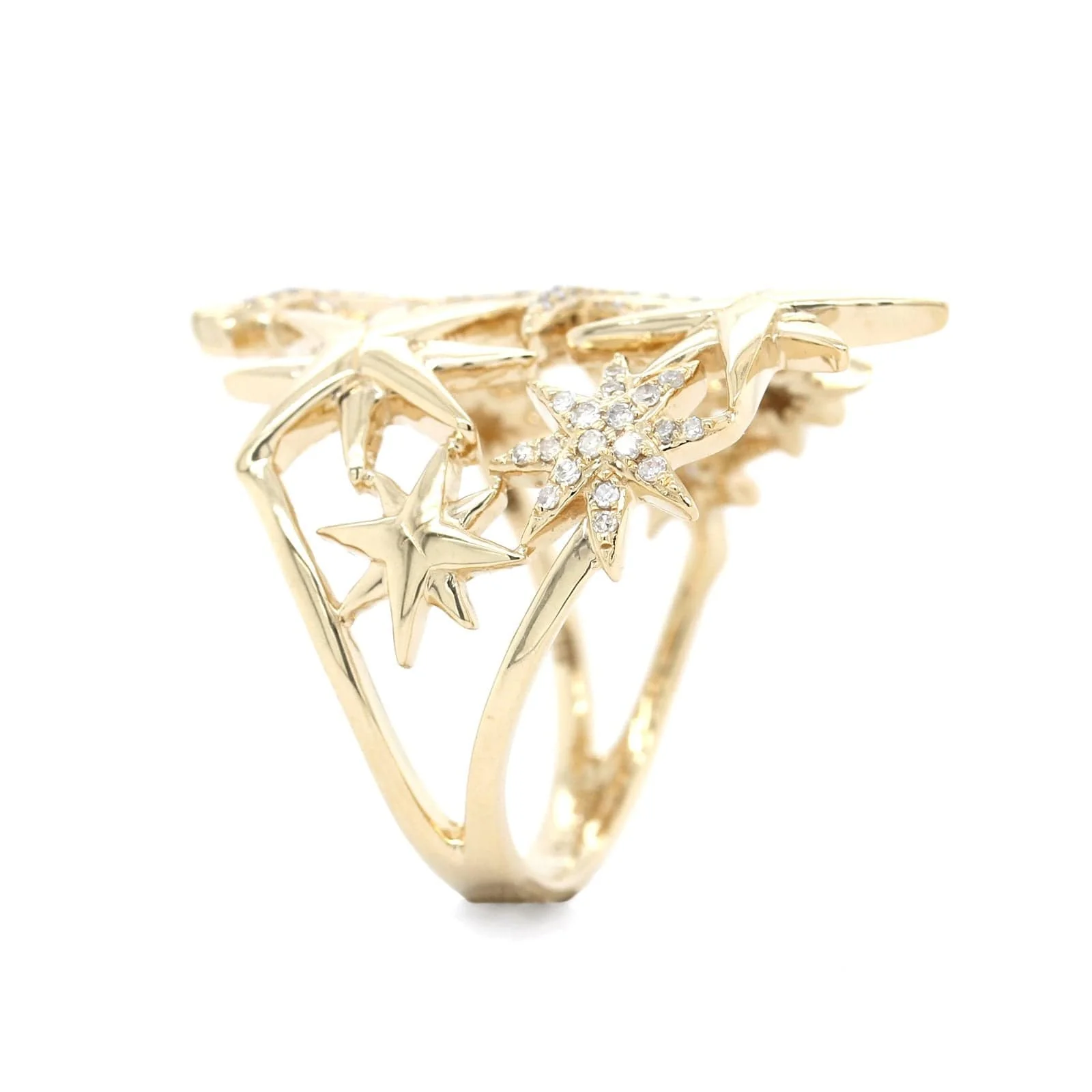 14K Yellow Gold 9 Star Diamond Ring - Image 2