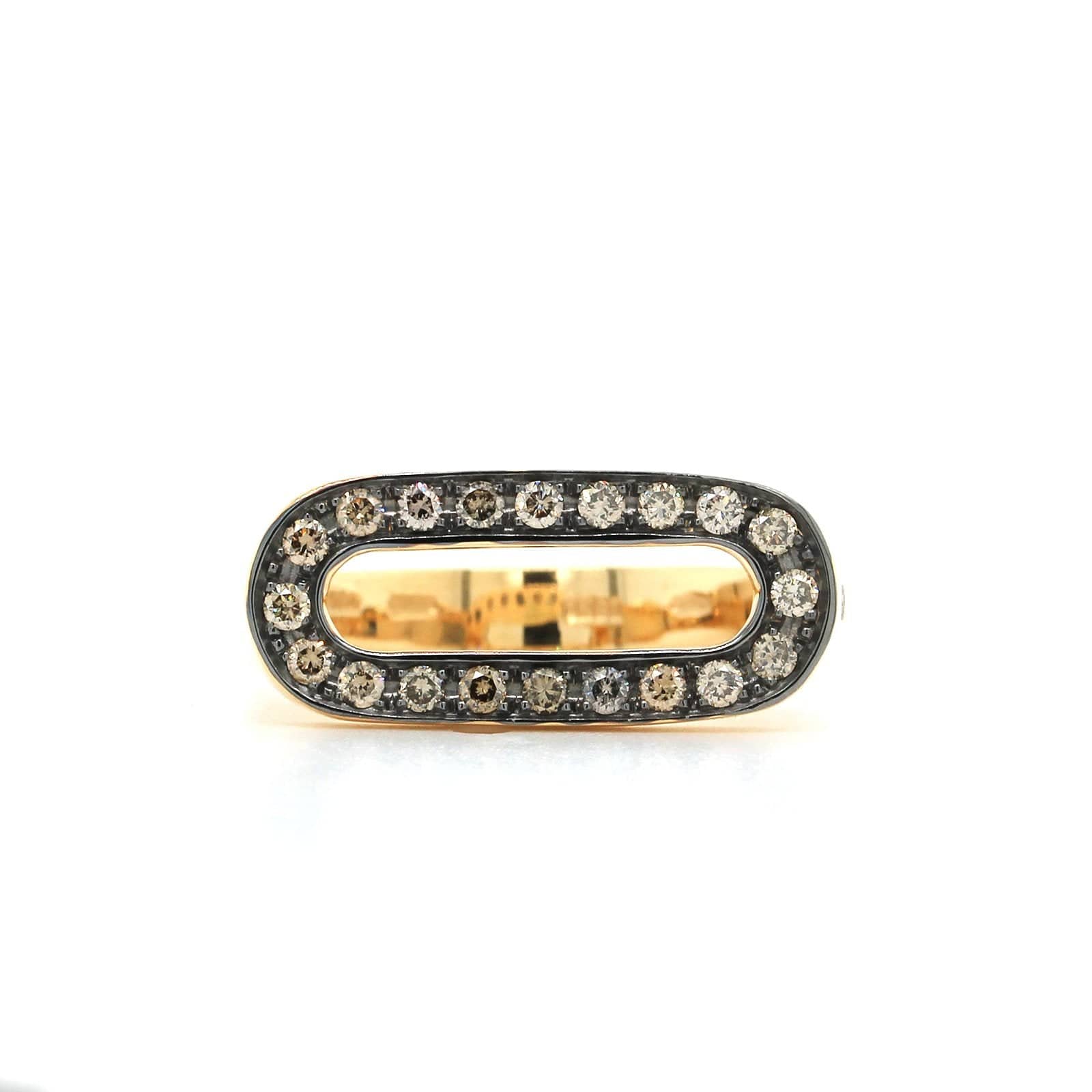 18K Yellow Gold Stirrup Brown Diamond Ring