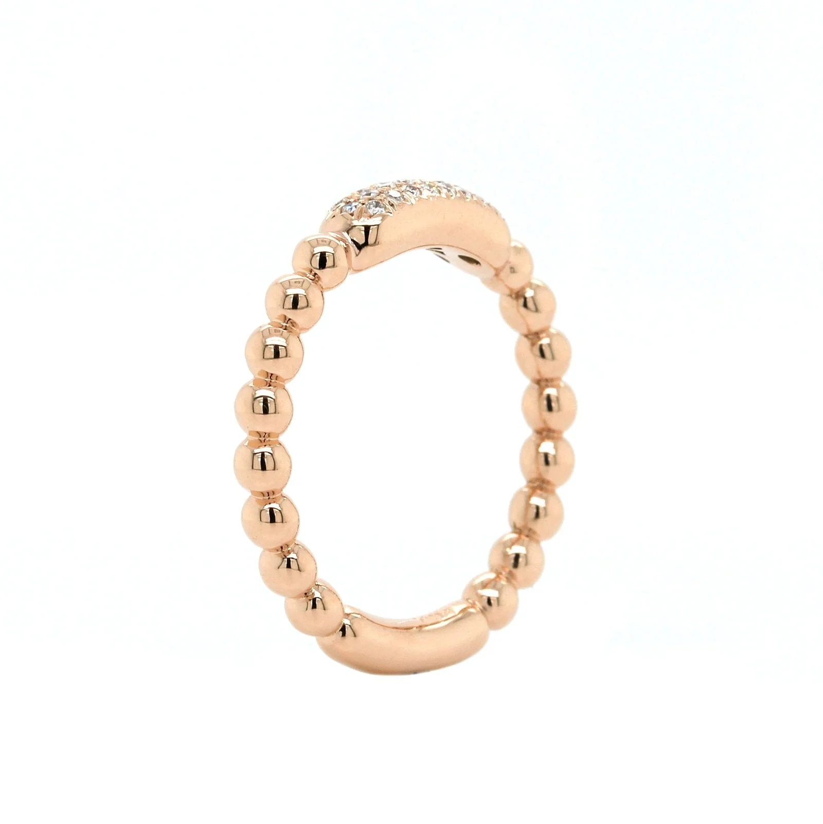 14K Rose Gold Pave Diamond Beaded Ring - Image 2