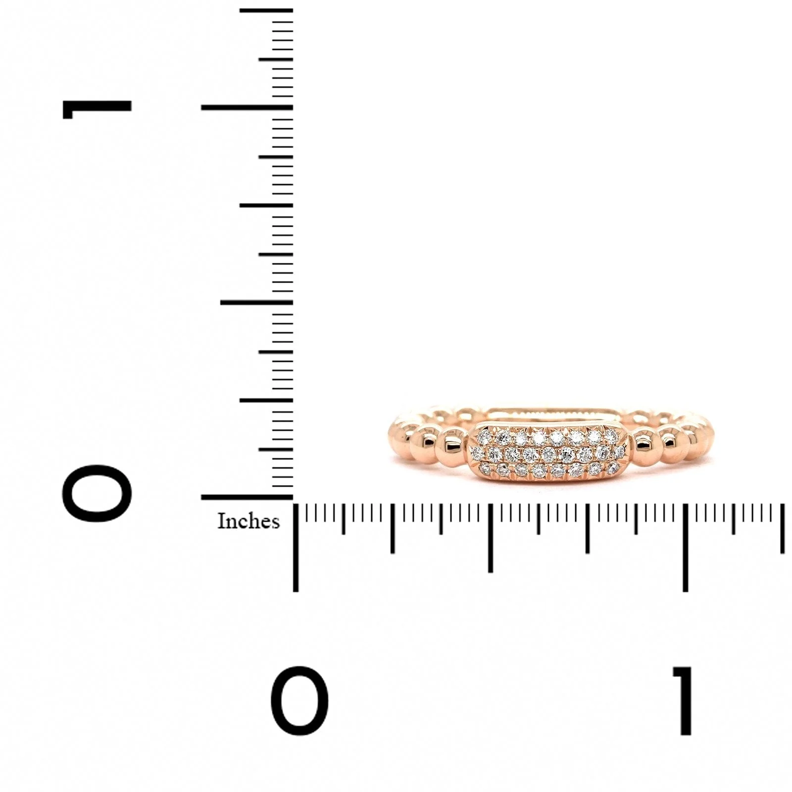 14K Rose Gold Pave Diamond Beaded Ring - Image 3