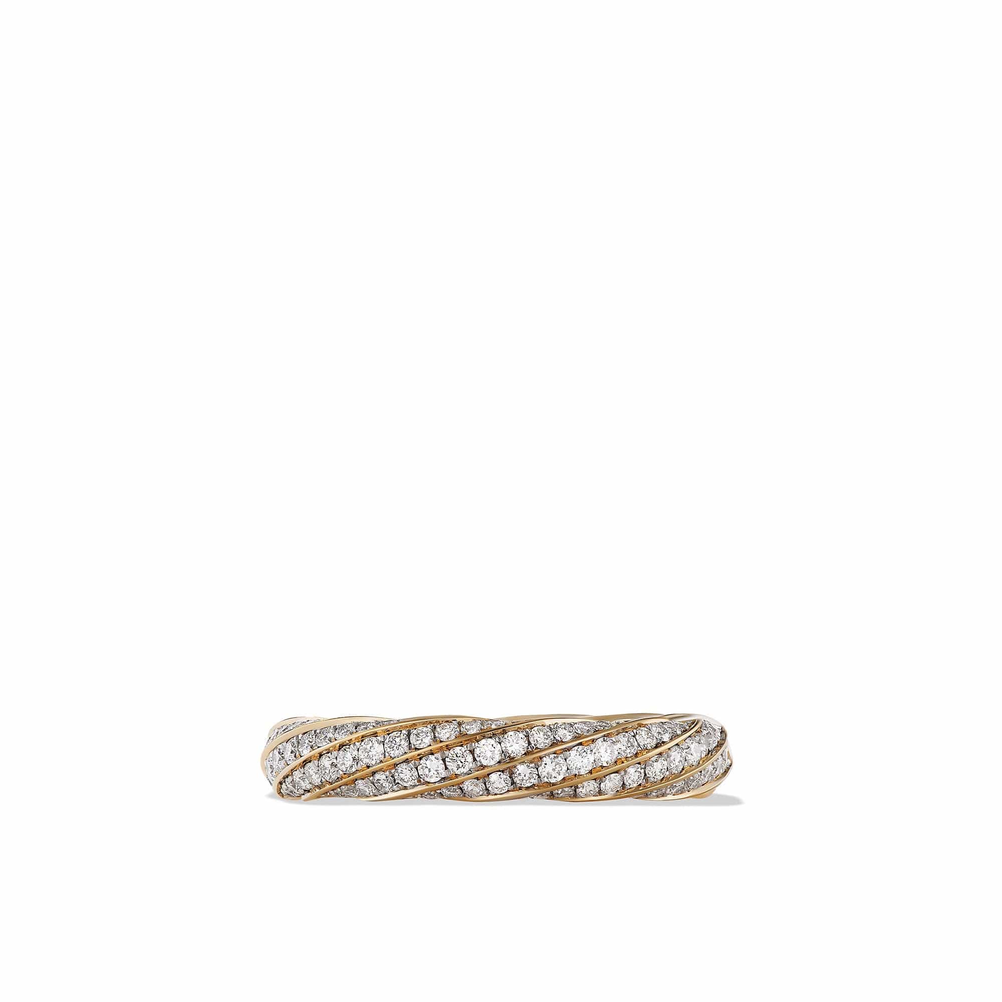 Cable Edge Band Ring in Recycled 18K Yellow Gold with Pavé Diamonds - Image 3