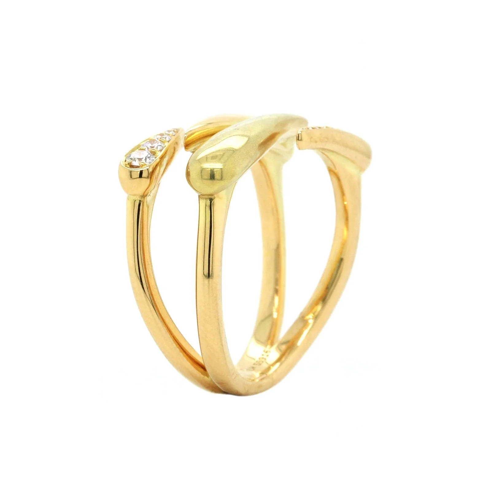 Etho Maria 18K Yellow Gold Pave Diamond Open Ring - Image 3