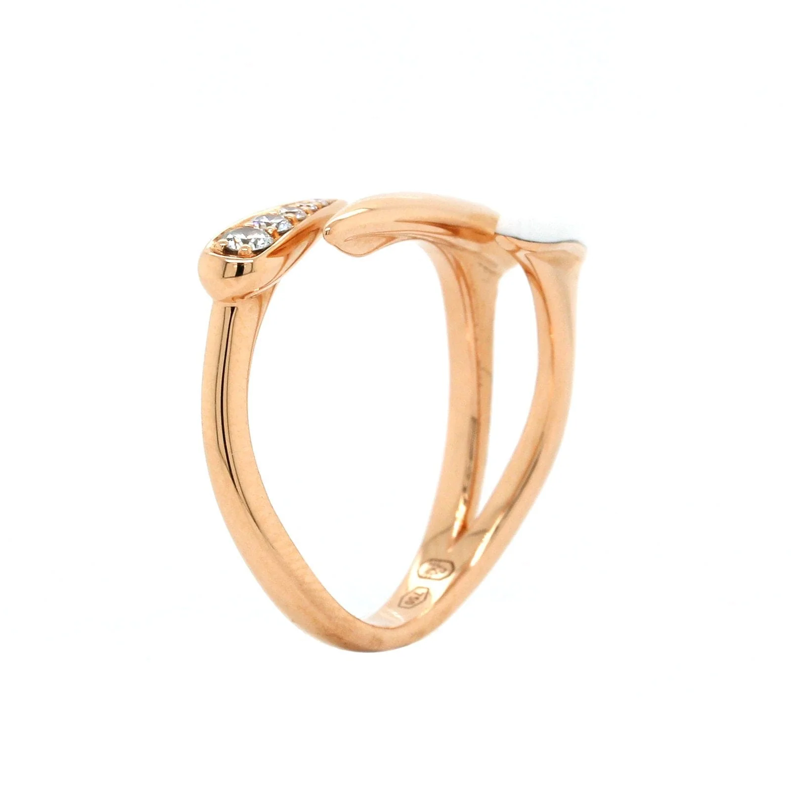 Etho Maria 18K Rose Gold Pave Diamond with White Ceramic Ring - Image 3