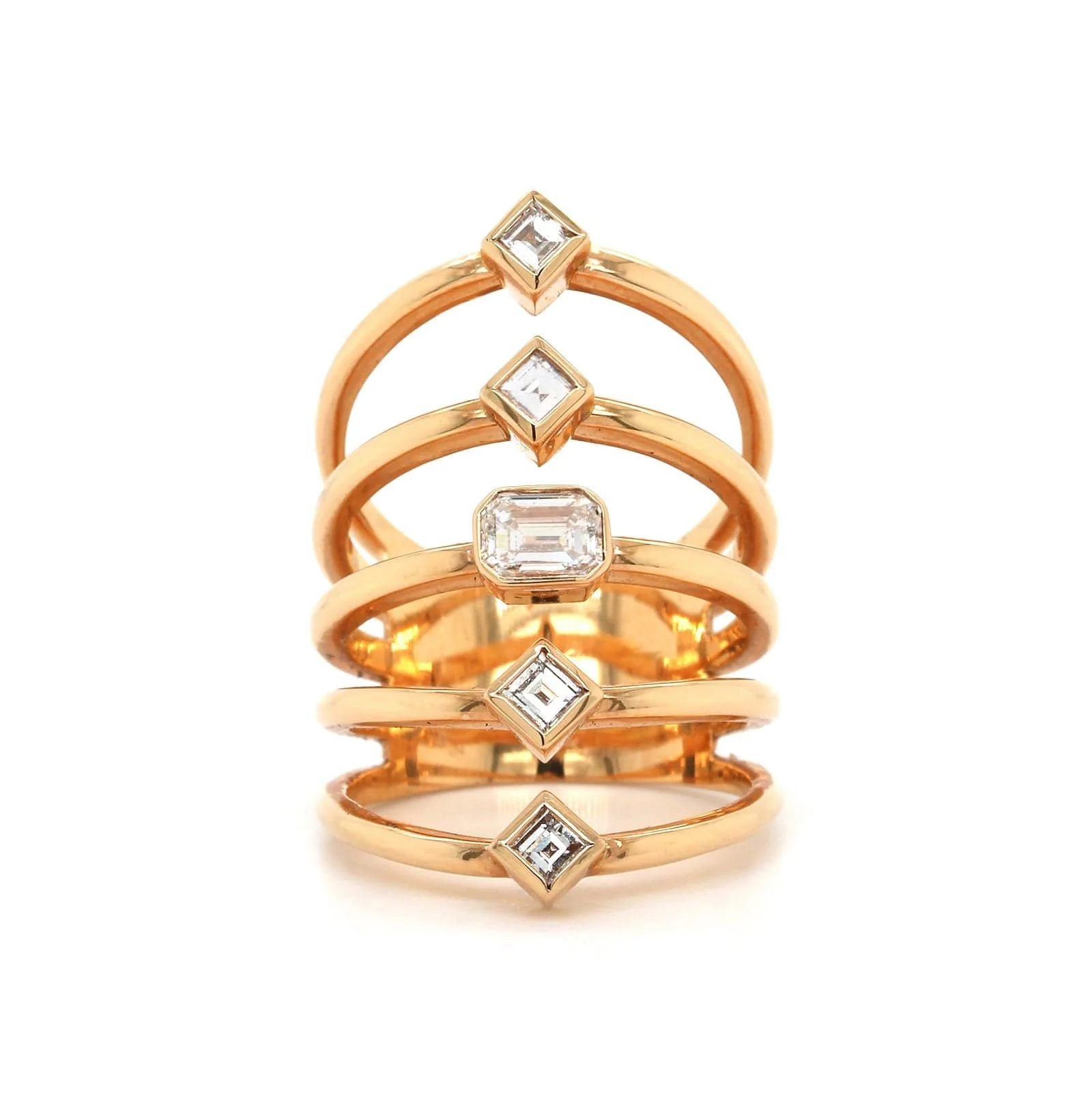 18K Rose Gold 5 Row Diamond Ring