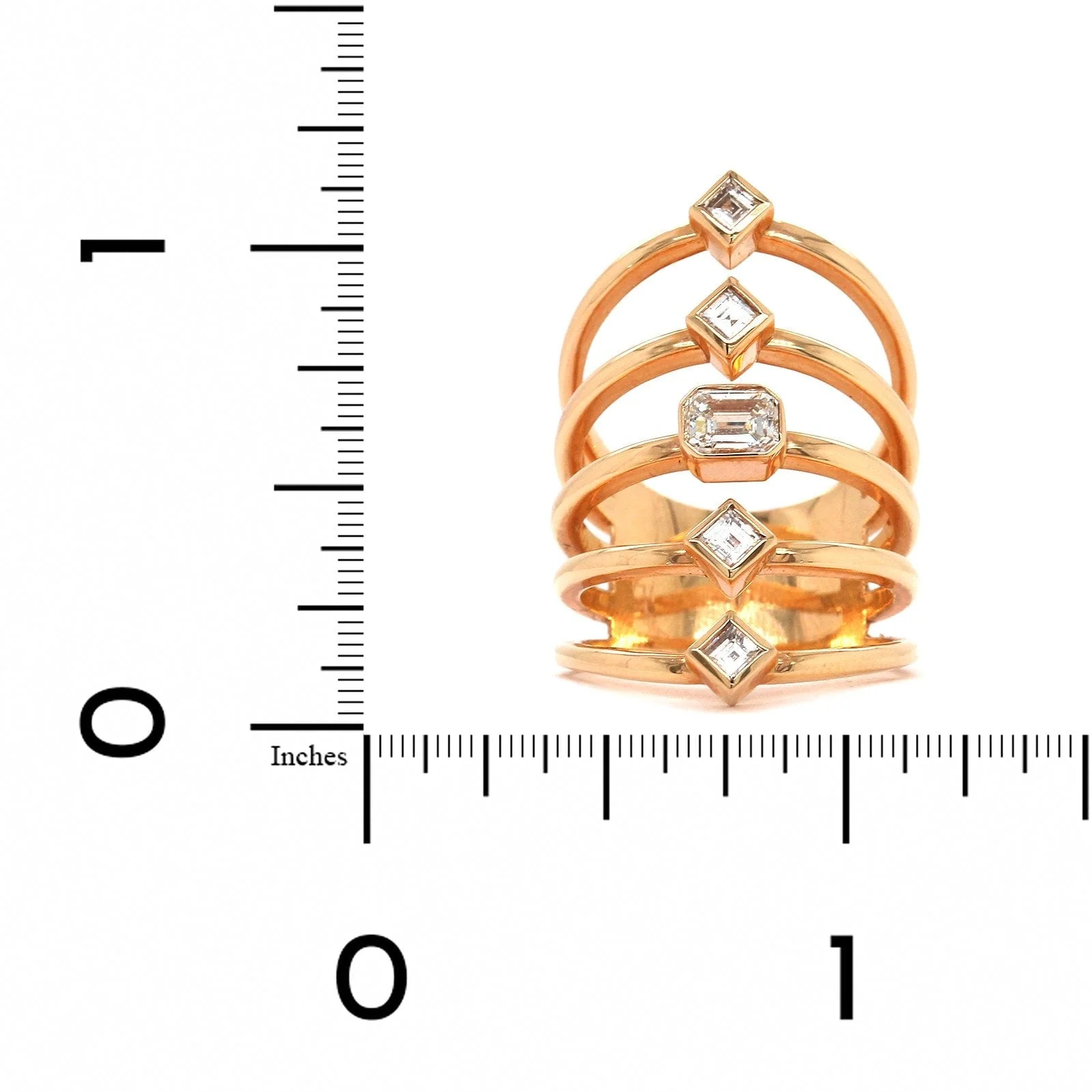 18K Rose Gold 5 Row Diamond Ring - Image 3