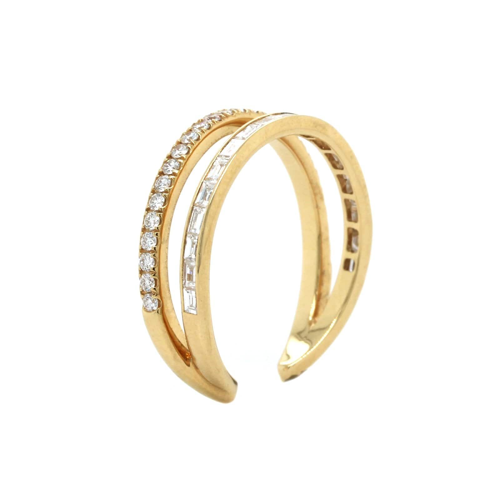 18K Yellow Gold 2 Row Open Ring - Image 2