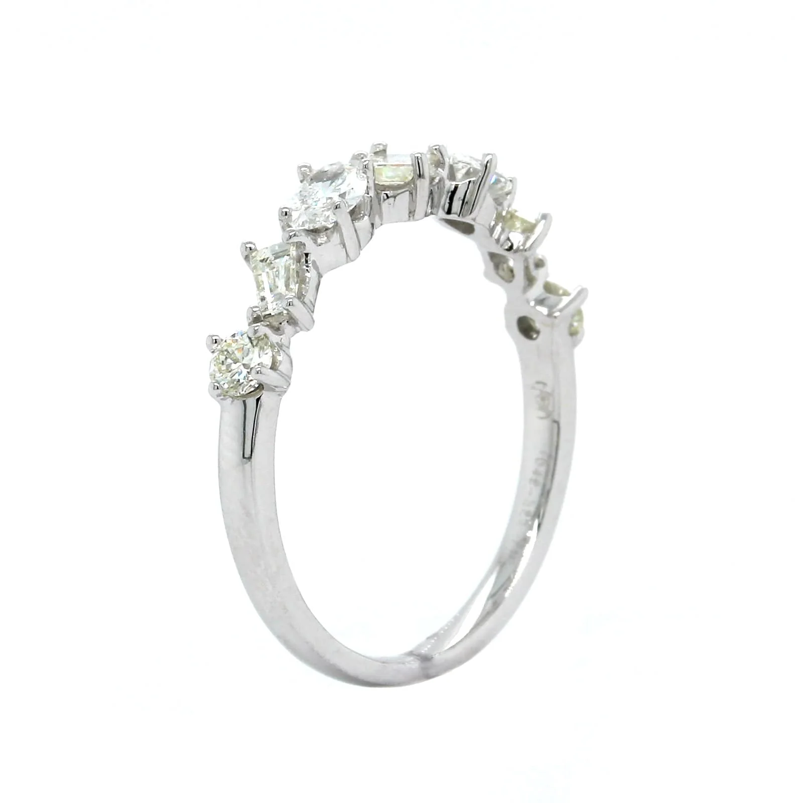 14K White Gold Round and Baguette Diamond Ring - Image 2