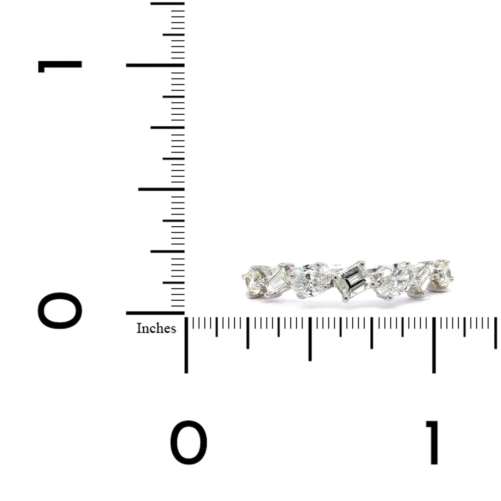 14K White Gold Round and Baguette Diamond Ring - Image 3