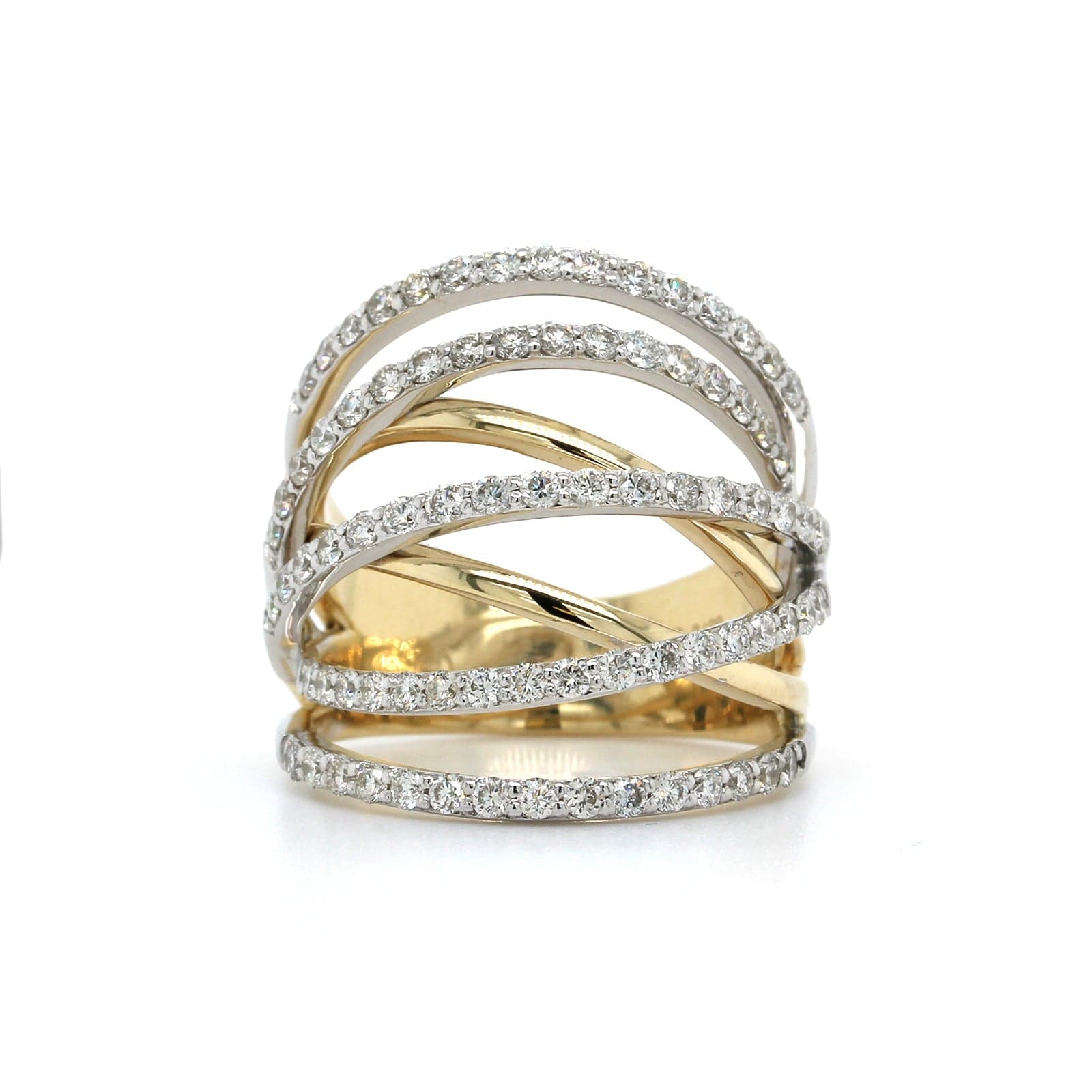 14K White Gold Crossover Diamond Ring