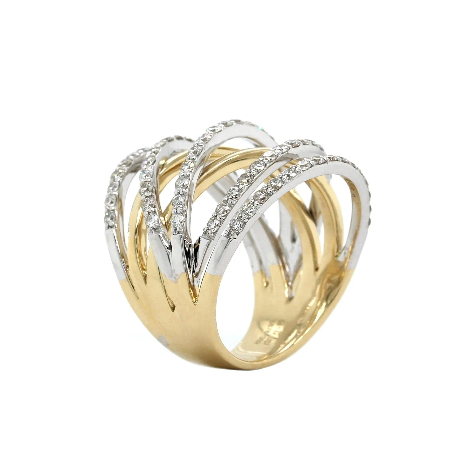 14K White Gold Crossover Diamond Ring - Image 2