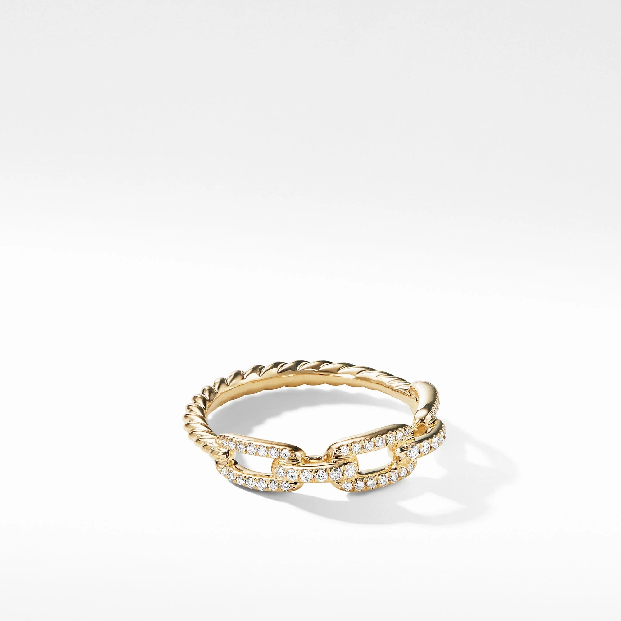 Stax Single Row Pave Chain Link Ring with Diamonds in 18K Gold, 4.5mm