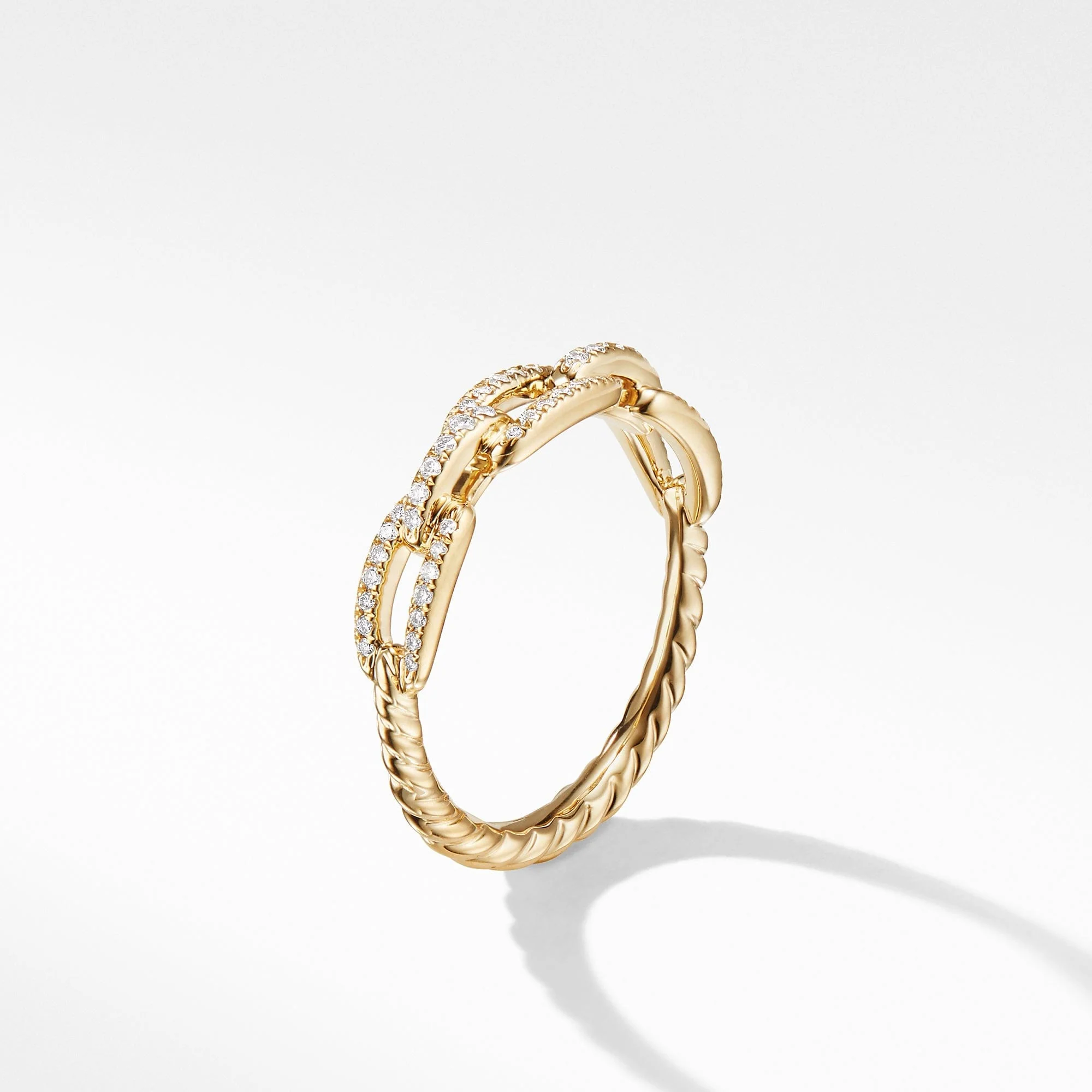 Stax Single Row Pave Chain Link Ring with Diamonds in 18K Gold, 4.5mm - Image 3