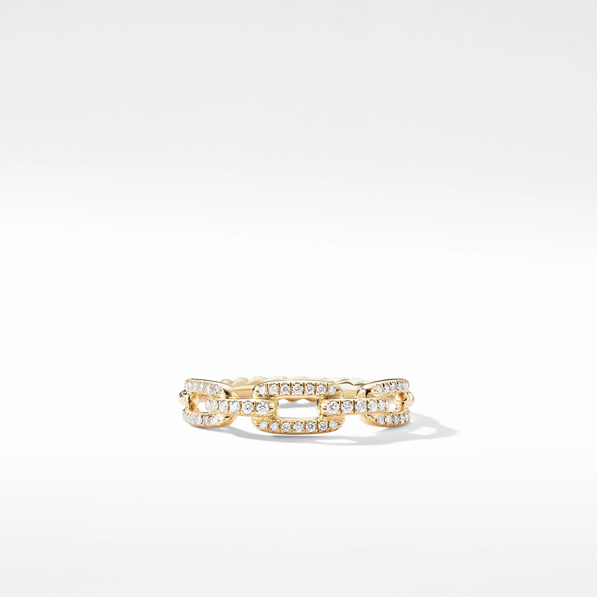 Stax Single Row Pave Chain Link Ring with Diamonds in 18K Gold, 4.5mm - Image 4