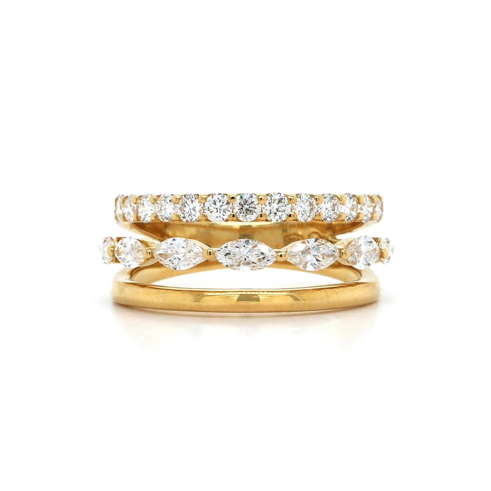 Etho Maria 18K Yellow Gold 3 Row Diamond Ring