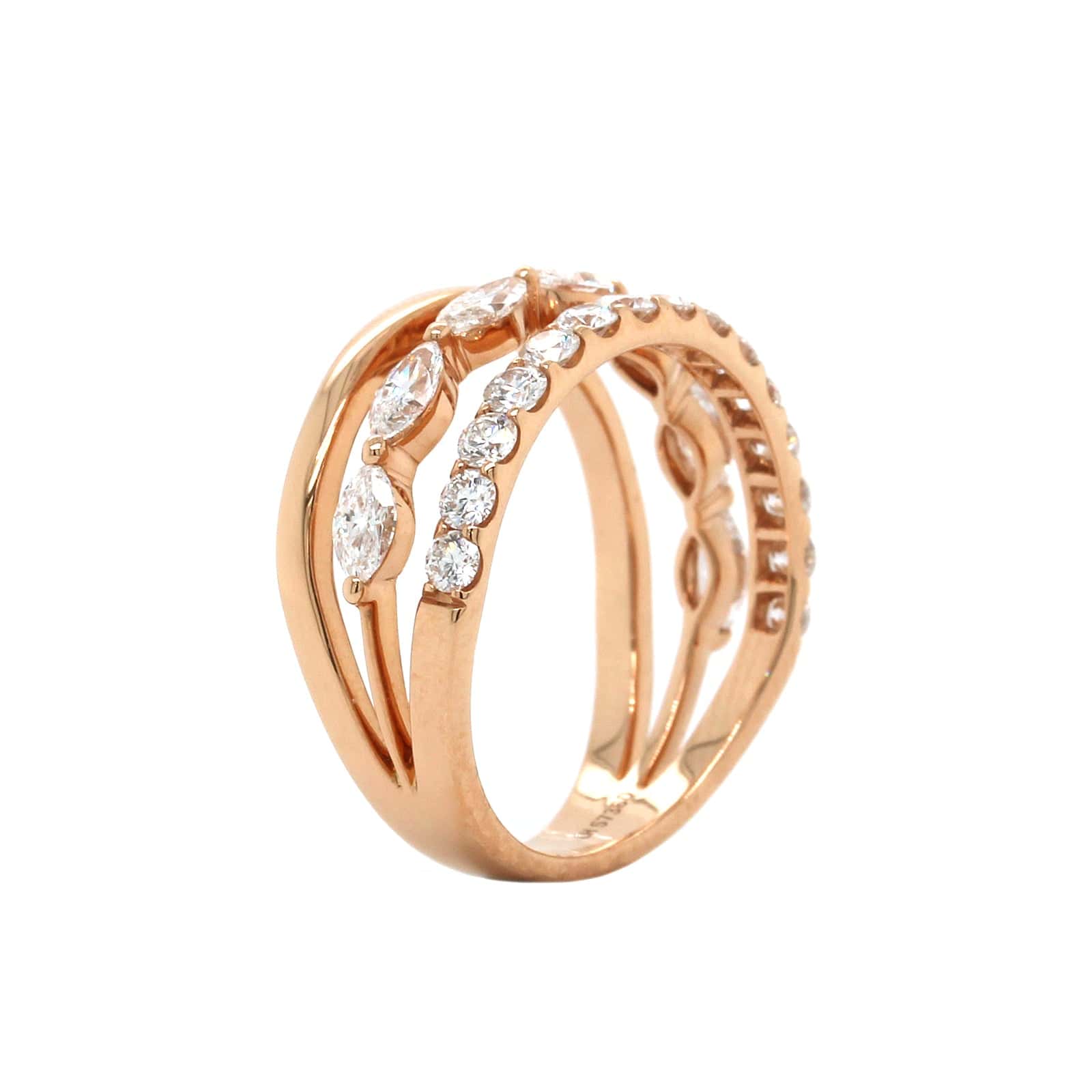 Etho Maria 18K Rose Gold 3 Row Diamond Ring - Image 2