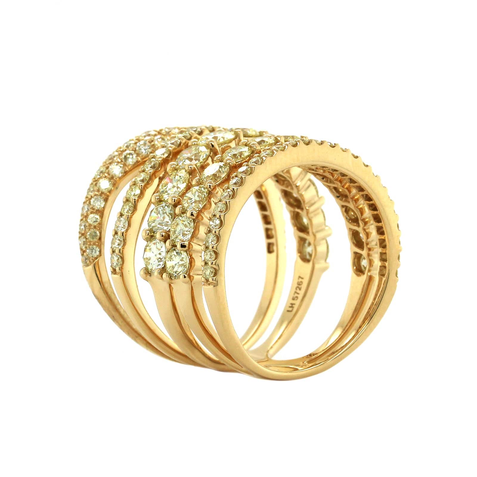 Etho Maria 18K Yellow Gold 5 Row Diamond Ring - Image 2