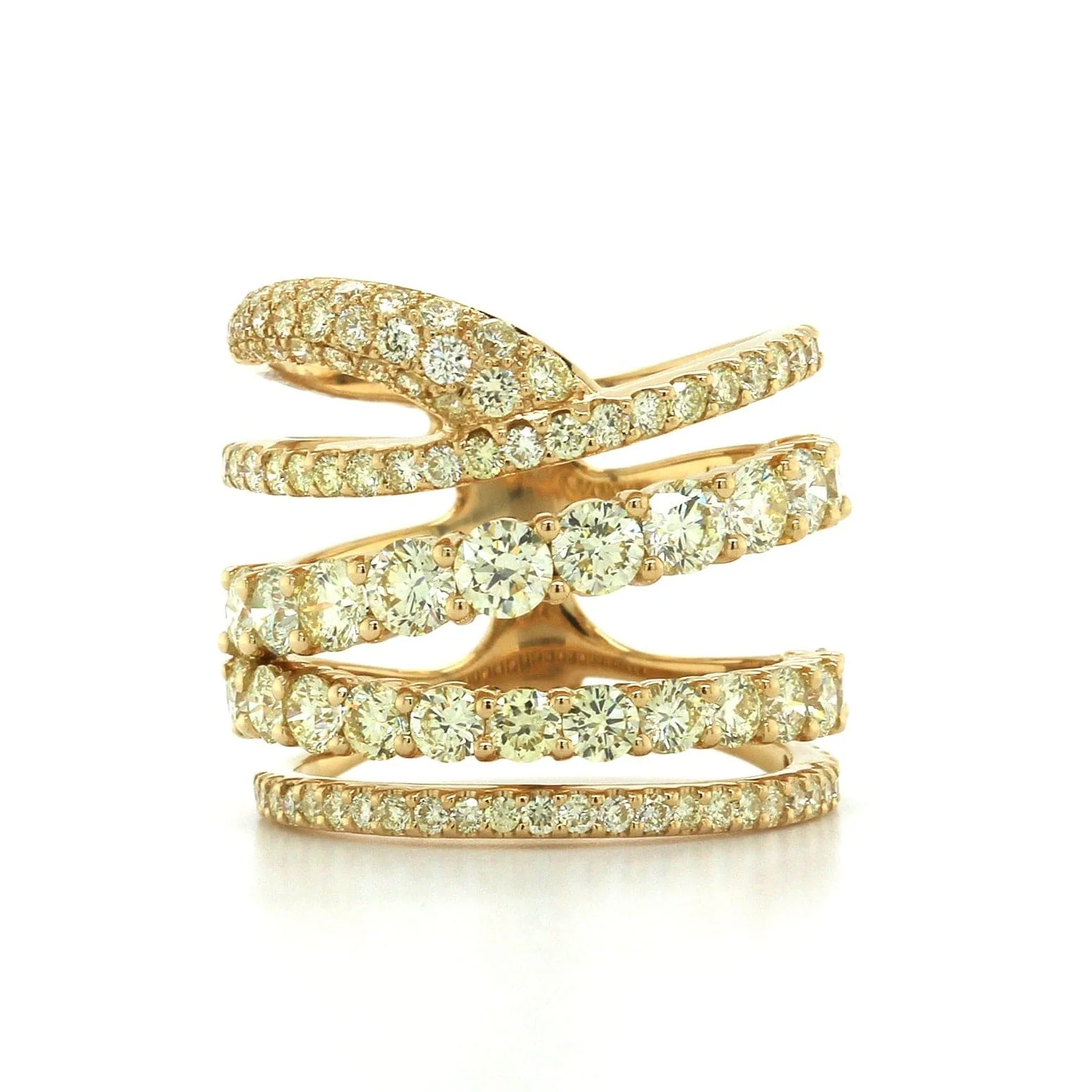 Etho Maria 18K Yellow Gold 5 Row Diamond Ring - Image 4