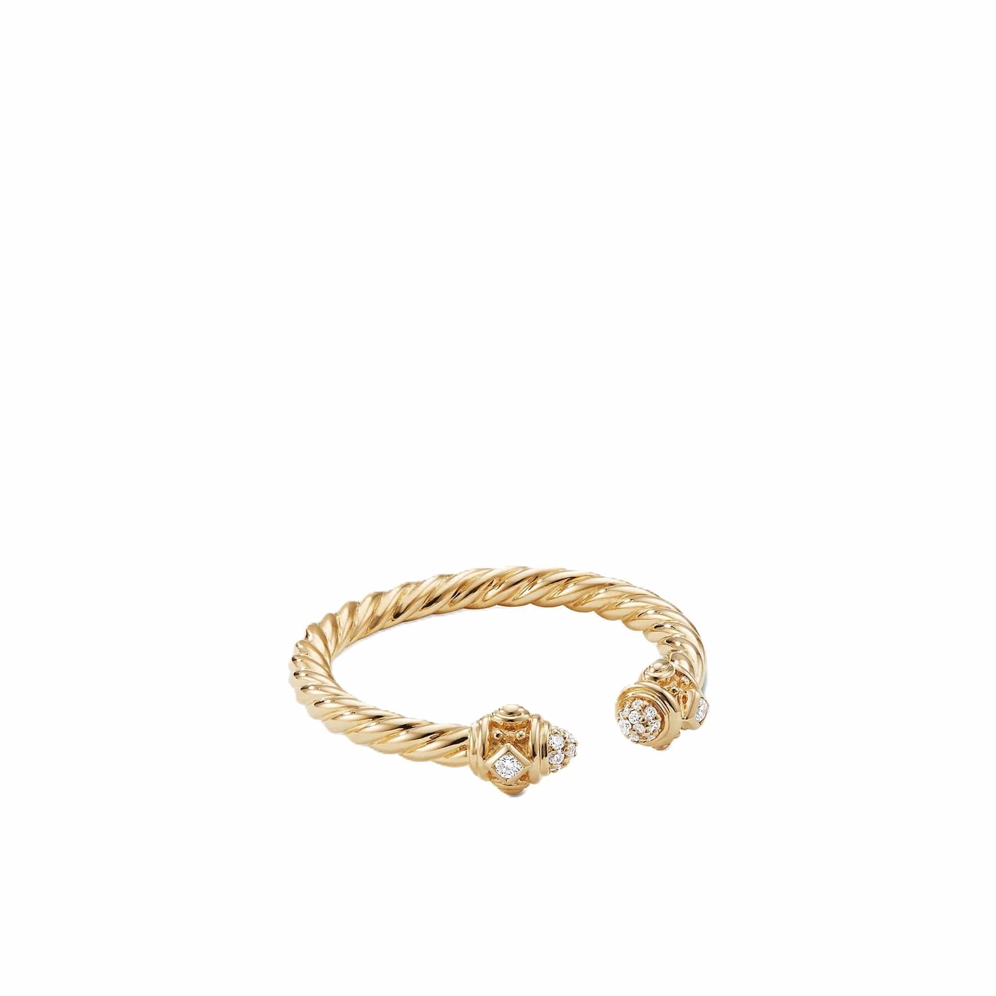 Renaissance Ring in 18K Yellow Gold with Pavé Diamonds