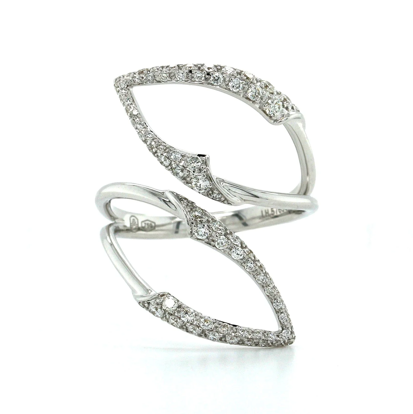Etho Maria 18K White Gold Open Bypass Diamond Ring