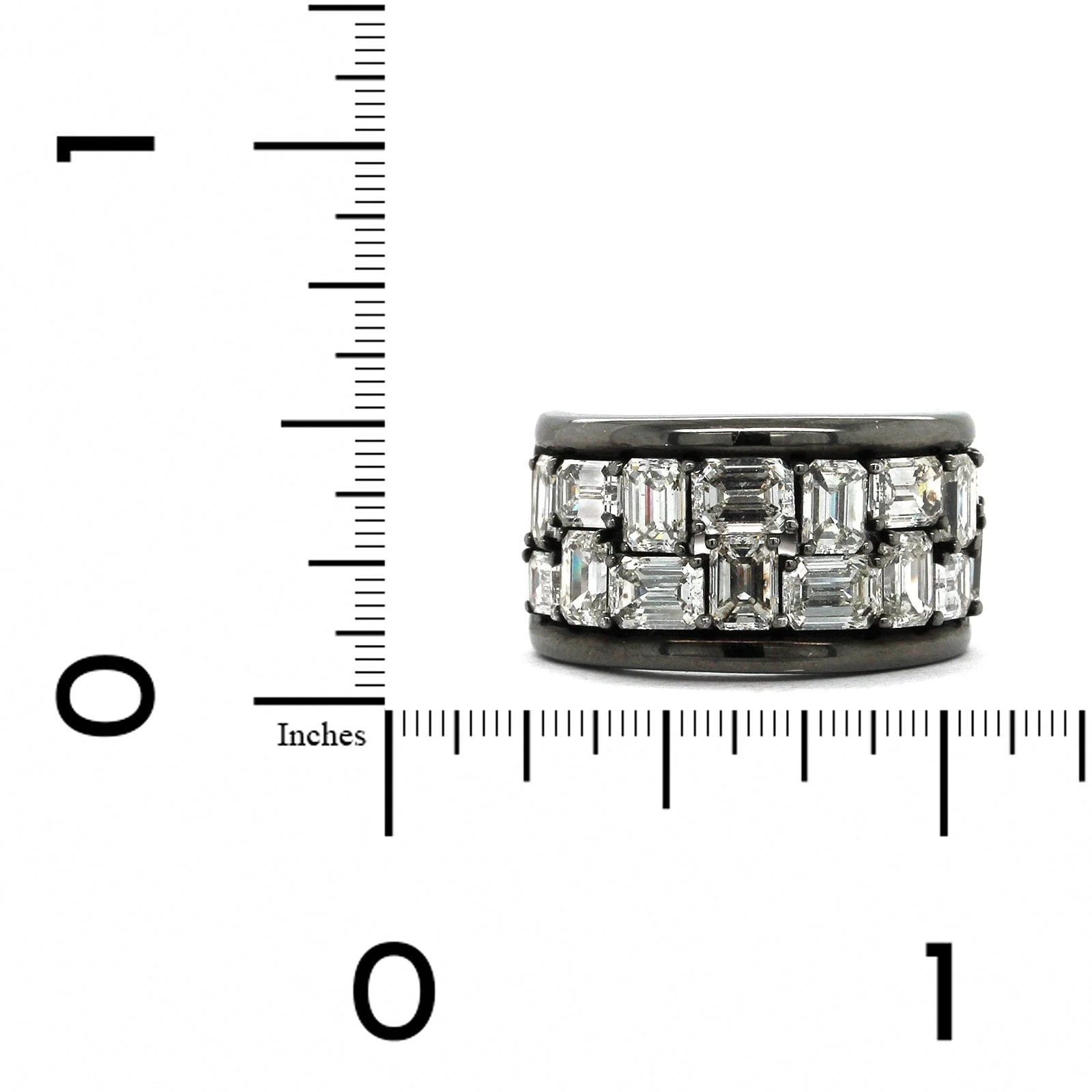 Etho Maria Blackened 18K White Gold 2 Row Emerald Cut Diamond Ring - Image 4
