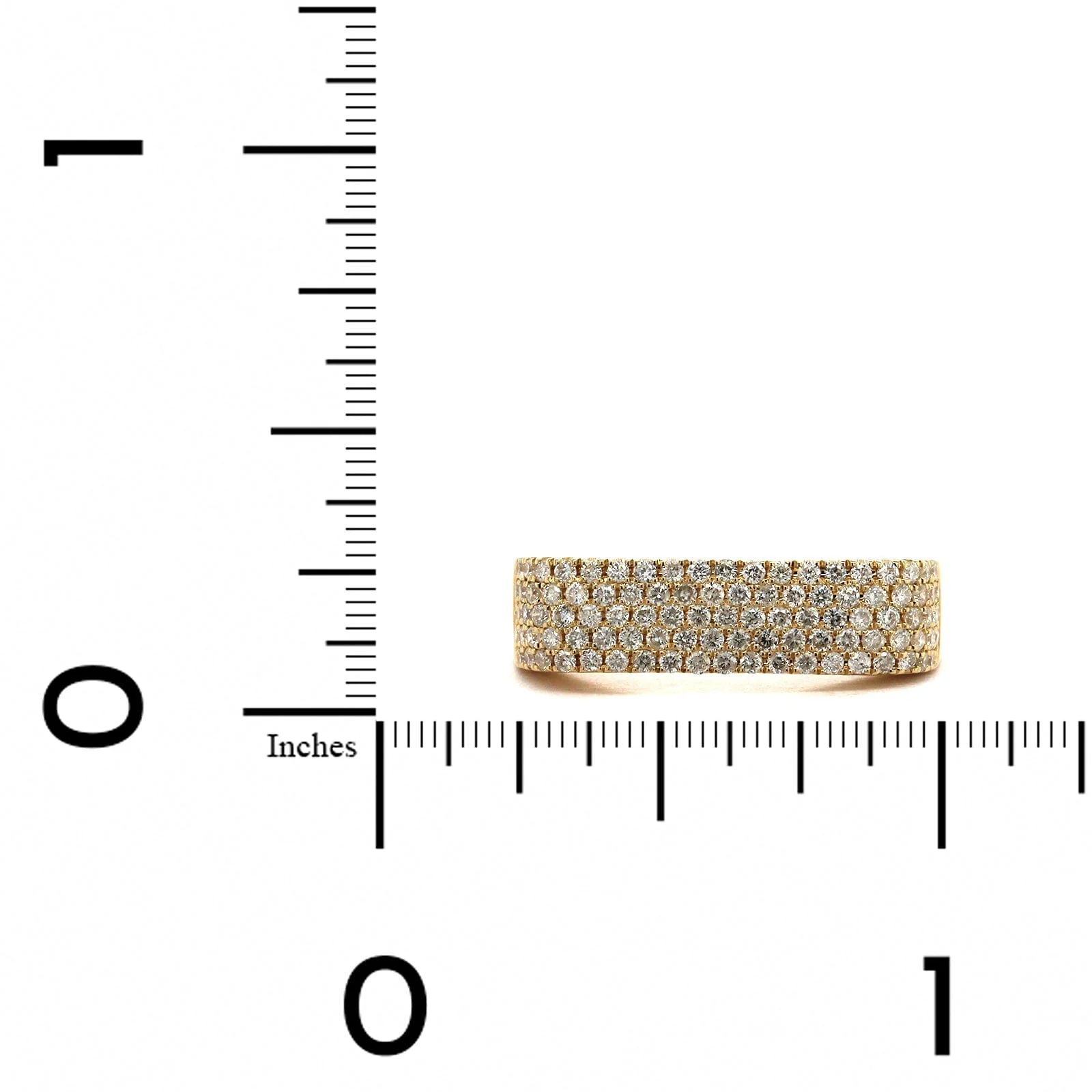 14K Yellow Gold 5 Row Flat Pave Diamond Ring - Image 3