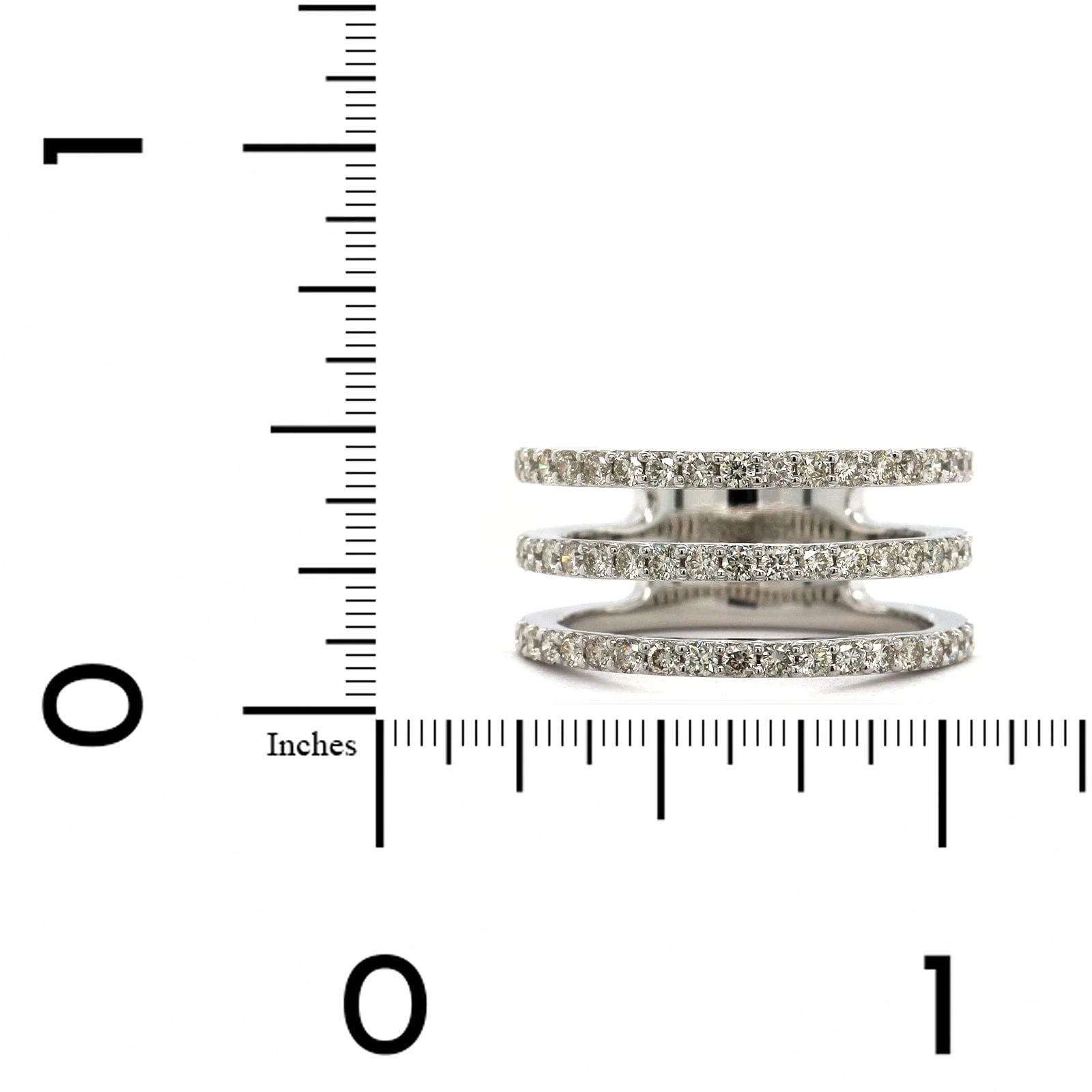 14K White Gold 3 Row Diamond Ring - Image 3