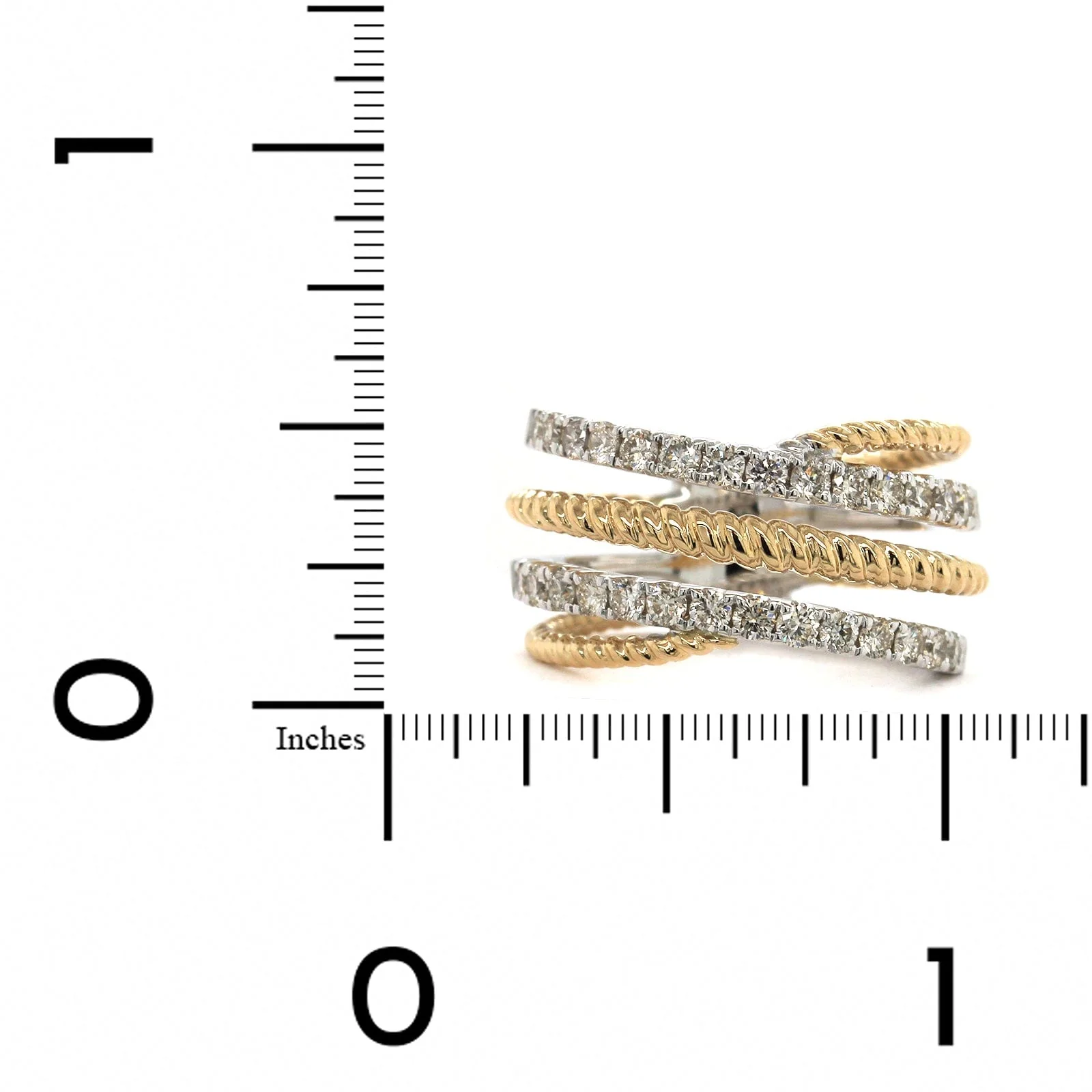 14K Two-Tone Gold 4 Row Twist Diamond Ring - Image 3