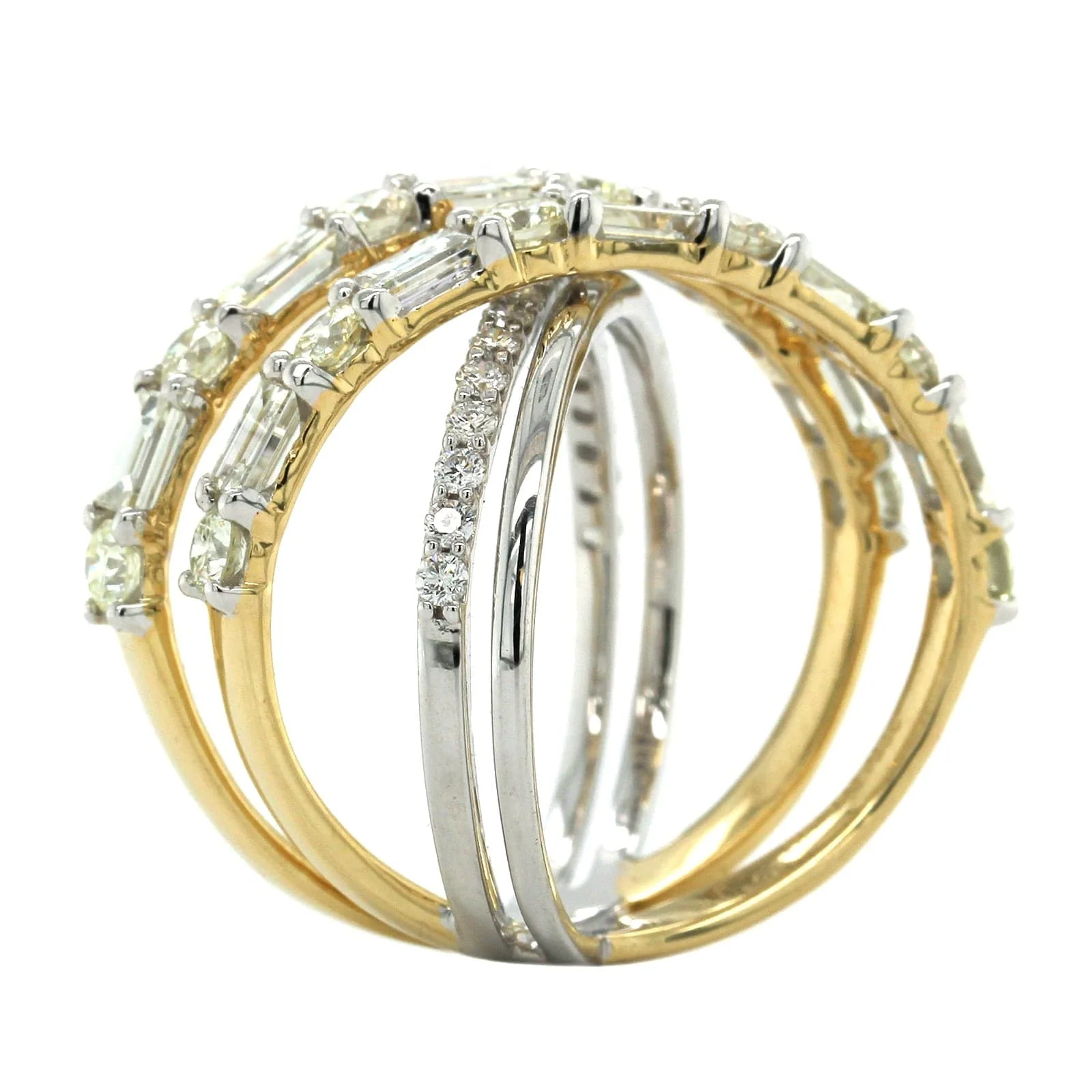 14K Two-Tone Gold Criss Cross Diamond Ring - Image 2