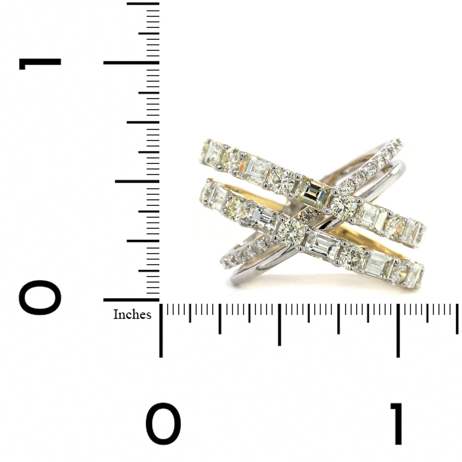 14K Two-Tone Gold Criss Cross Diamond Ring - Image 3