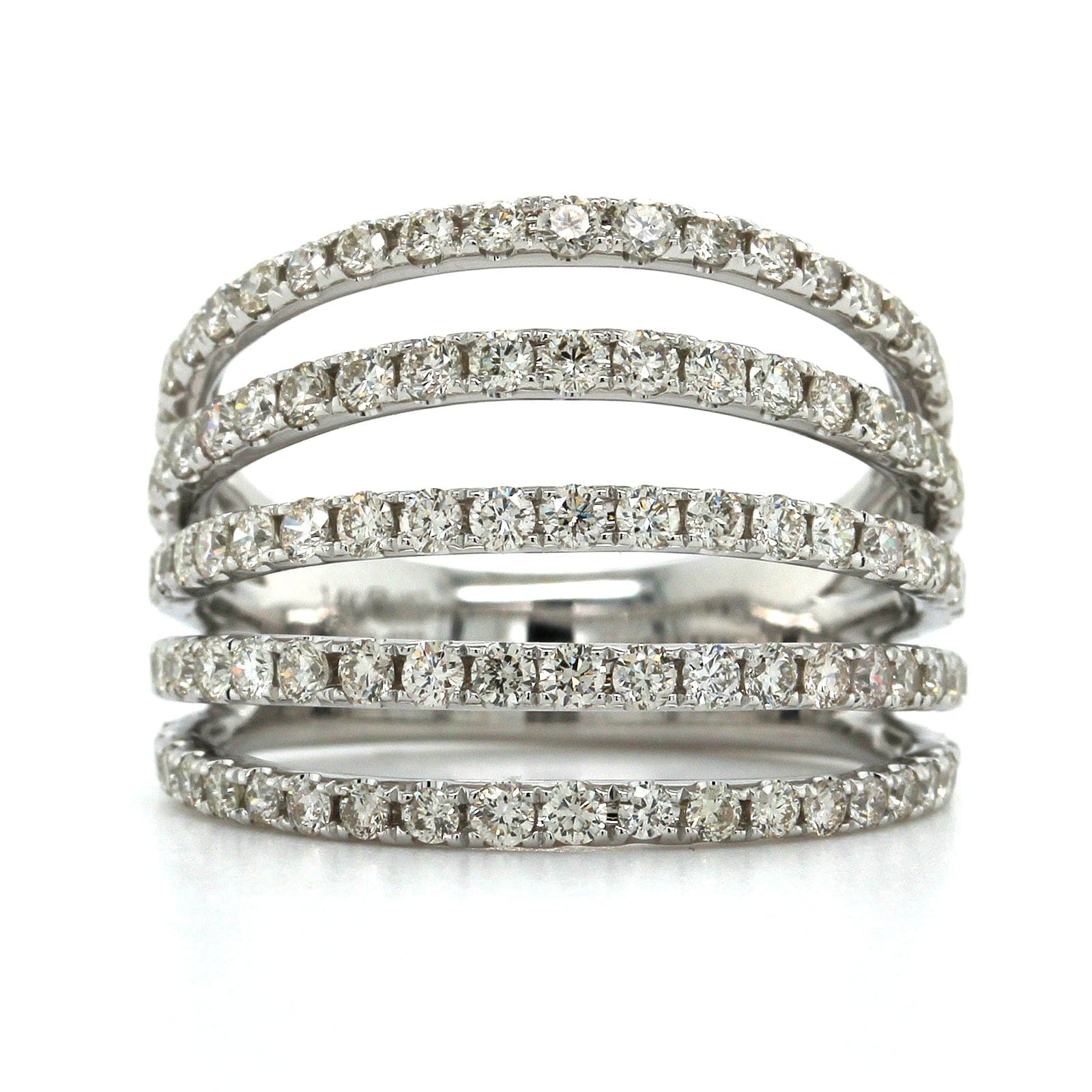 14K White Gold 5 Row Open Diamond Ring